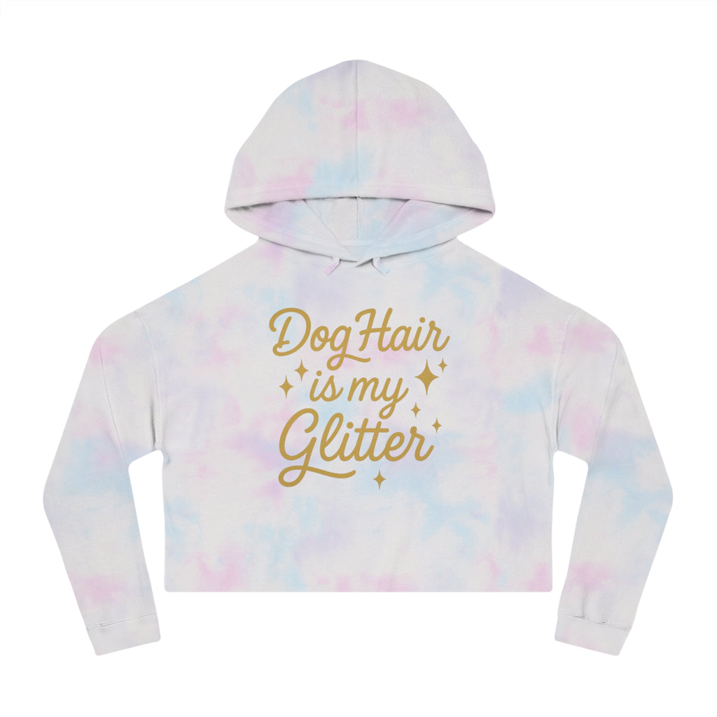 Dog Hair is My Glitter Cropped Hoodie, Cute Pet Owner Gift, Dog Mom Sweatshirt, Funny Animal Lover Apparel, Cozy Fashion Statement