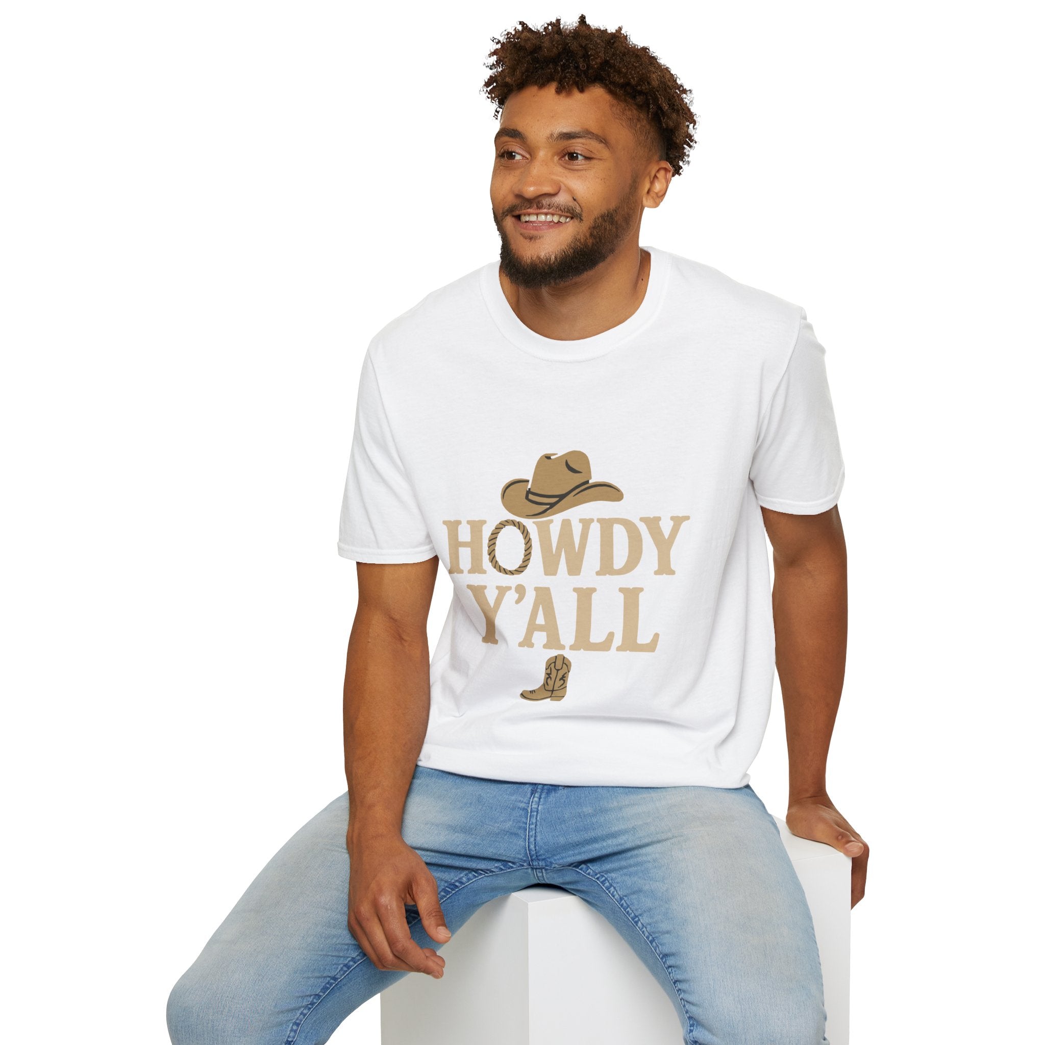 Howdy Y'all Western T-Shirt, Cowboy Tee, Country Music Shirt, Gift for Cowpoke, Unisex Softstyle Shirt