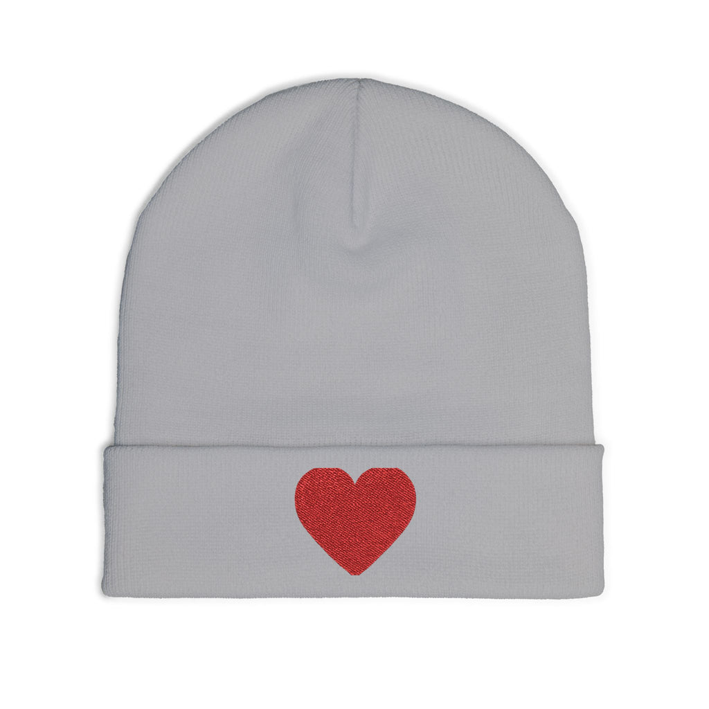 Embroidered Heart Knit Beanie, Cozy Winter Hat, Gift for Her, Cute Accessory, Trendy Beanie, Valentine's Day Style