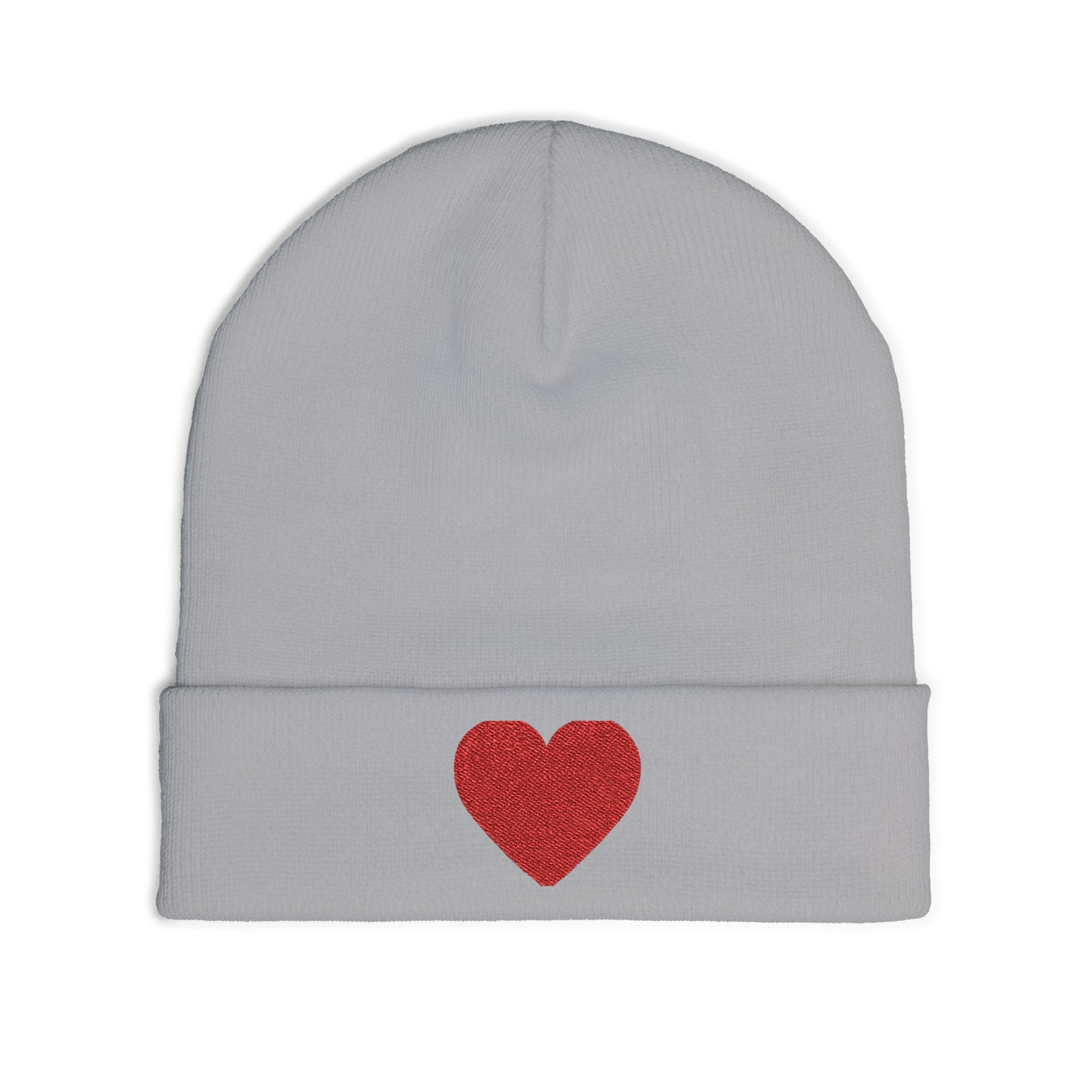 Embroidered Heart Knit Beanie, Cozy Winter Hat, Gift for Her, Cute Accessory, Trendy Beanie, Valentine's Day Style