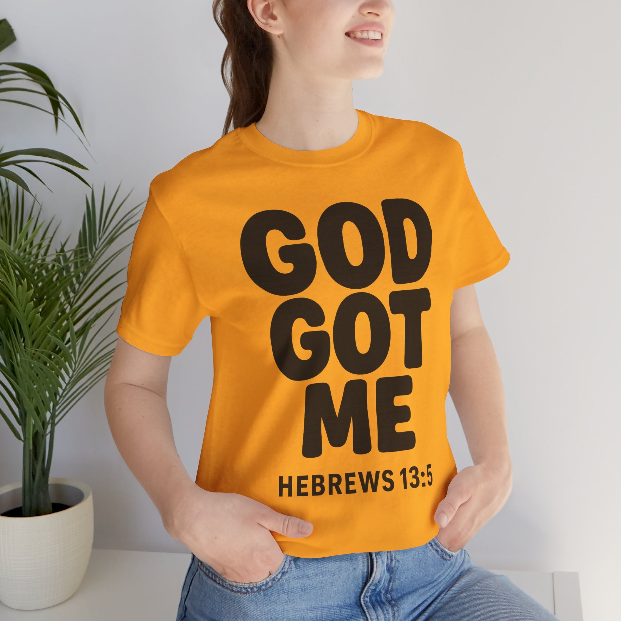 GOD GOT ME Religious T-Shirt, Christian Design. Clothing, Inspirational Tee, Faith Shirt, Unisex Jersey Short Sleeve Tee with