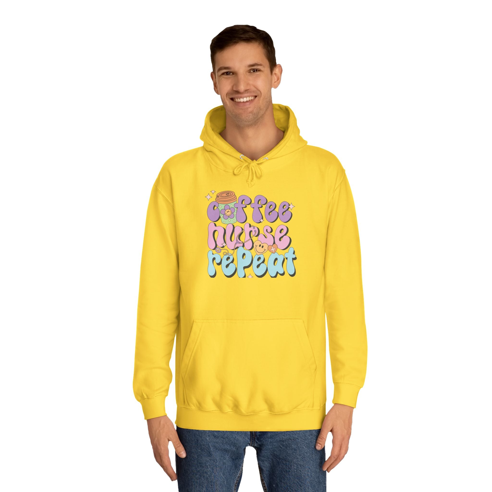 Coffee Nurse Repeat Hoodie - Cozy Gift for Nurses, College Wear, Everyday Comfort, Nursing School, Cute Casual Apparel