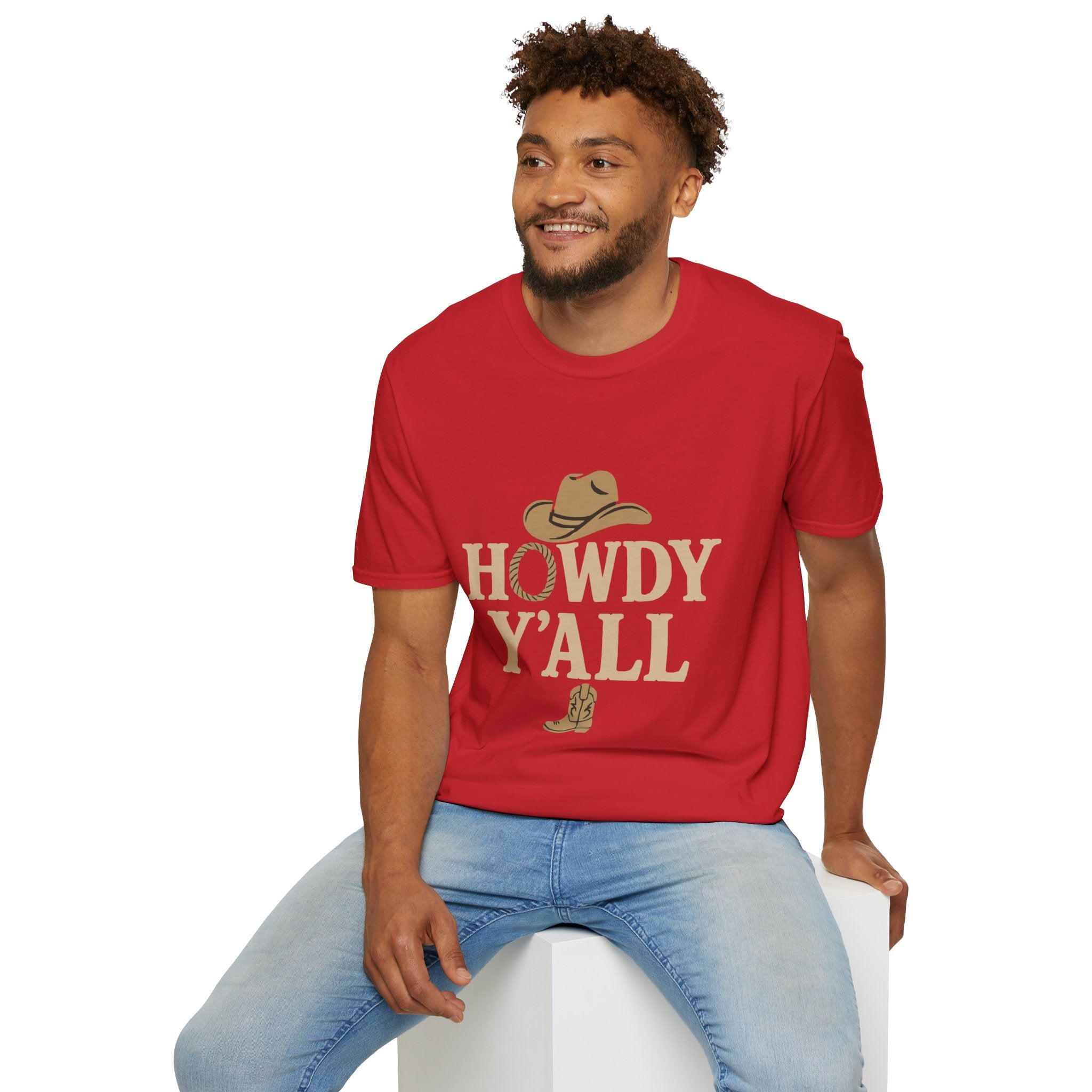 Howdy Y'all Western T-Shirt, Cowboy Tee, Country Music Shirt, Gift for Cowpoke, Unisex Softstyle Shirt