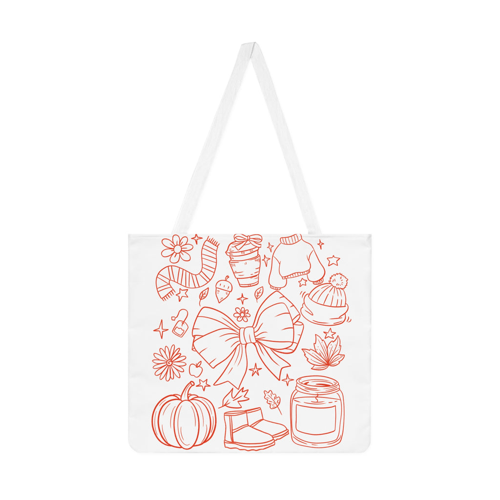 Autumn Vibes Shoulder Tote Bag, Cozy Fall Tote, Seasonal Shopping Bag, Gift for Her, Trendy AOP Bag