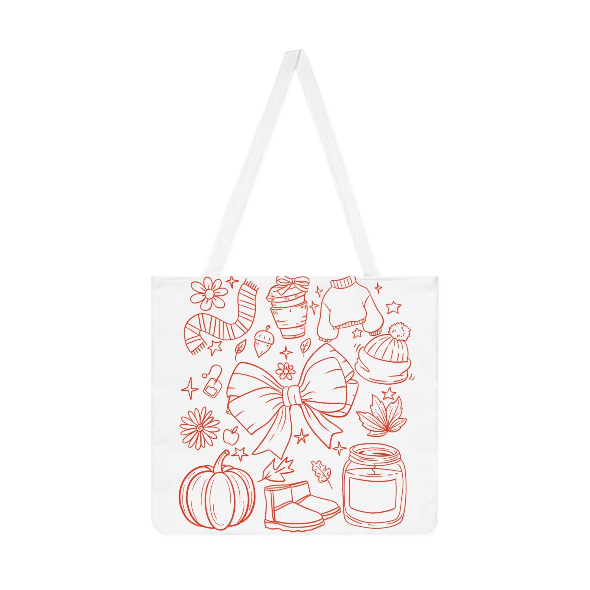 Autumn Vibes Shoulder Tote Bag, Cozy Fall Tote, Seasonal Shopping Bag, Gift for Her, Trendy AOP Bag