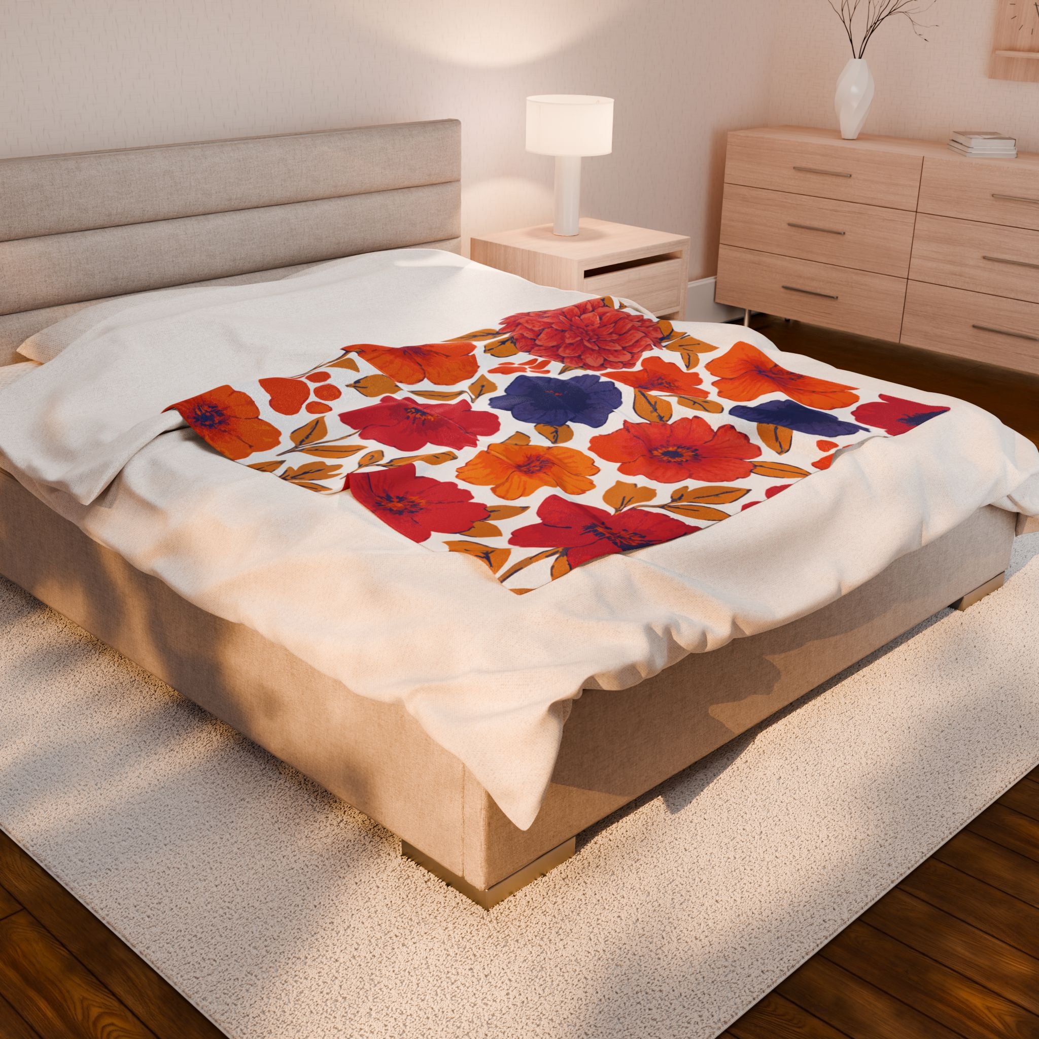 Floral Velvet Blanket - Cozy Throw Blanket, Soft Plush-Comfort, Home Decor, Perfect Gift, Bedroom Essential