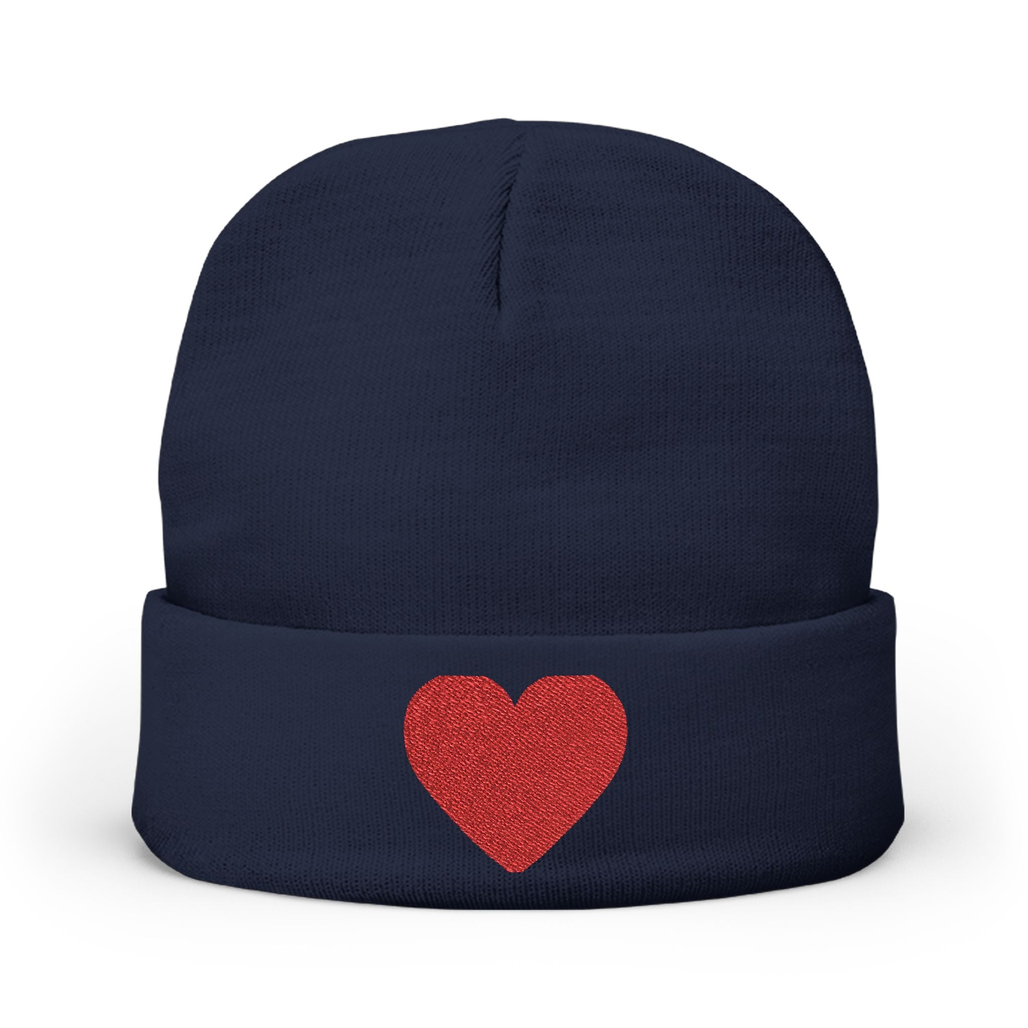Embroidered Heart Knit Beanie, Cozy Winter Hat, Gift for Her, Cute Accessory, Trendy Beanie, Valentine's Day Style