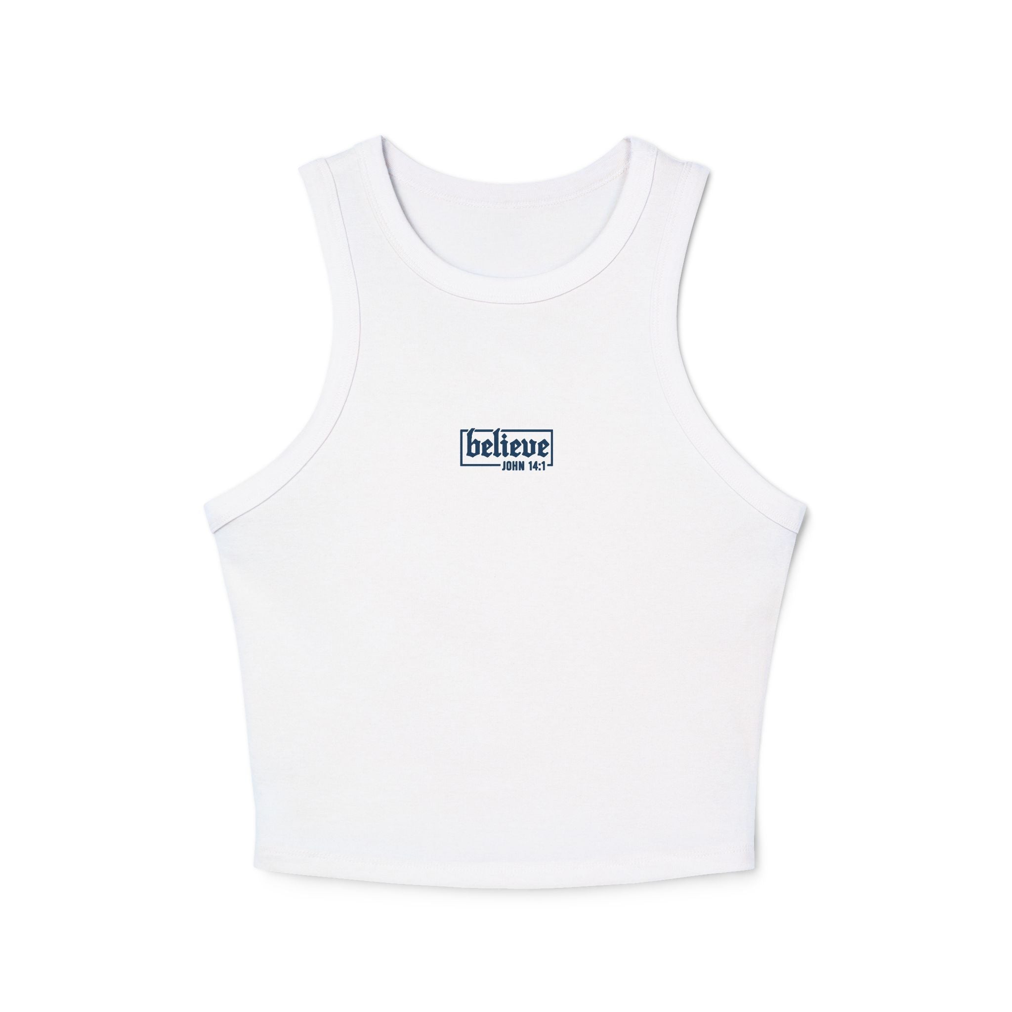 believe Women's Micro Rib Racer Tank Top | Casual Summer Essential, Workout Top, Layering Piece, Holiday Gift, Everyday Comfort