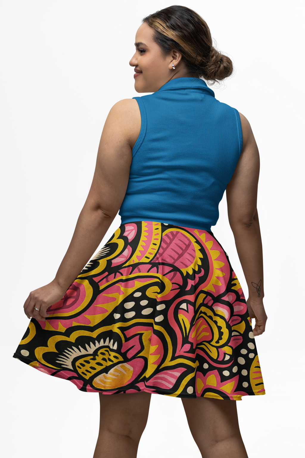 Colorful Floral Women's Skater Skirt, Boho Chic, Summer Fashion, Festival Wear, Casual Outfit, Flowy Skirt, Everyday Style