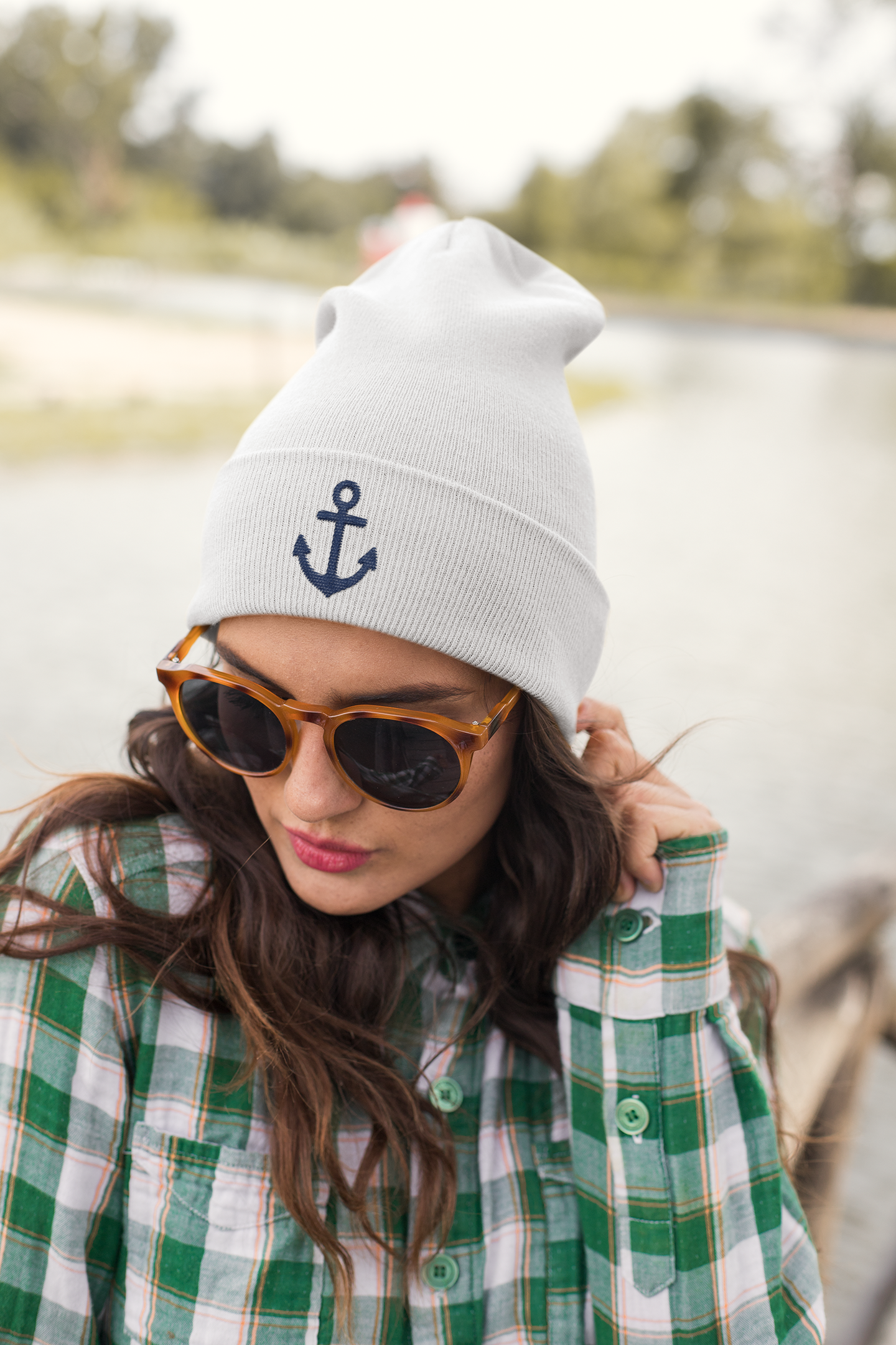 Beanie, Bold  Anchor Symbol Embroidered Hat, Knit Cap, Winter Fashion Accessory, Skull Cap, Sailor Gift