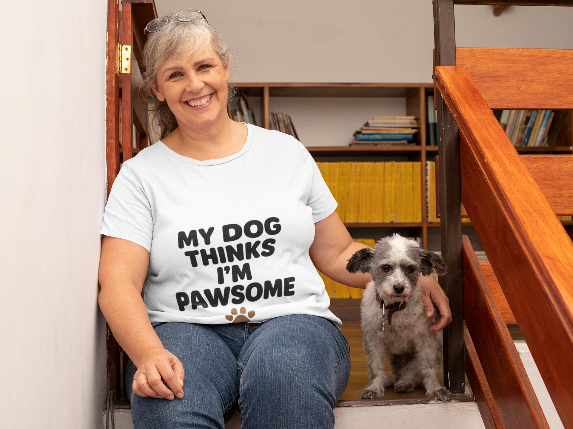 My Dog Thinks I'm Pawsome Unisex Tee, Pet Lover Gift, Dog Mom Shirt, Funny Dog T-Shirt, Cute Canine Apparel, Birthday Gift for Dog Owners