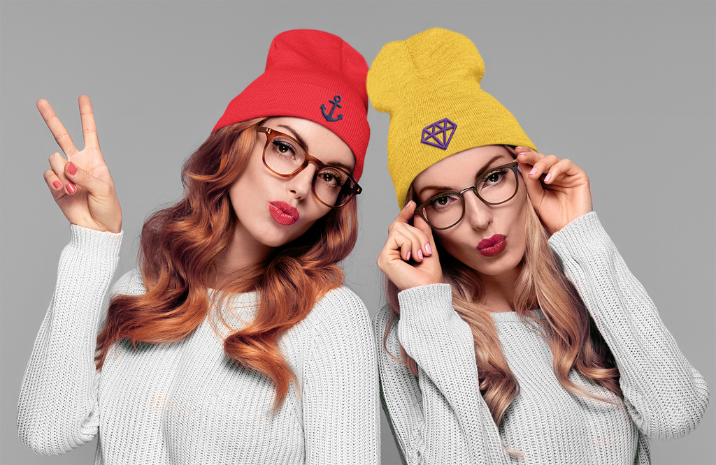 Stylish Diamond Embroidered Knit Beanie, Winter Accessory, Unisex Gift, Cozy Headwear, Perfect for Outdoor Activities, Trendy Fashion