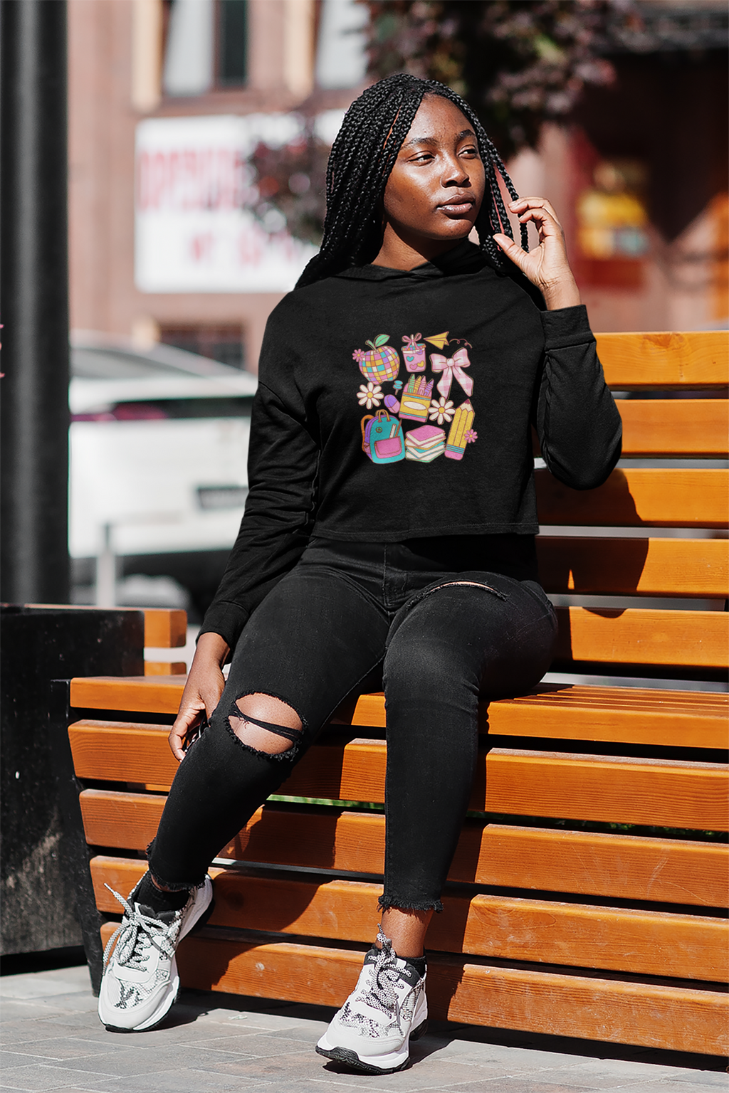 Colorful Graphic Crop Hoodie | Trendy Streetwear, Fall Fashion, Casual Wear, Gift for Gamers, Festival Clothes