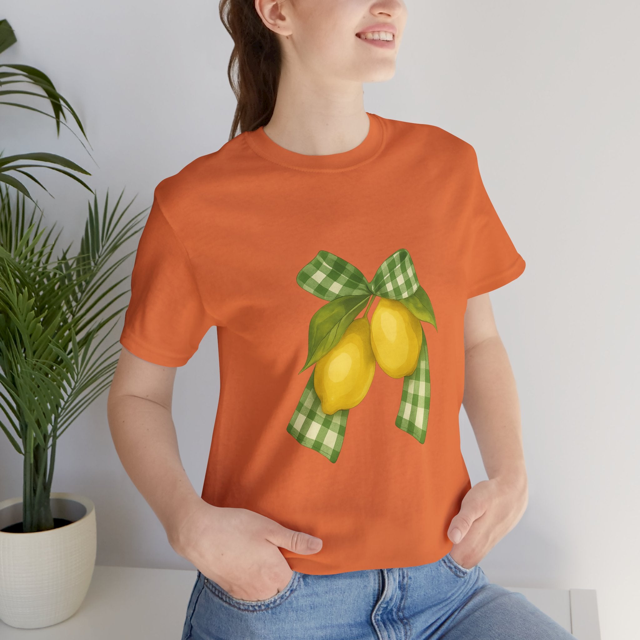 Lemon Bow Tee, Unisex Short Sleeve Shirt, Cute Summer Shirt, Gift for Her, Vintage Style Tee, Lemonade Stand Inspiration