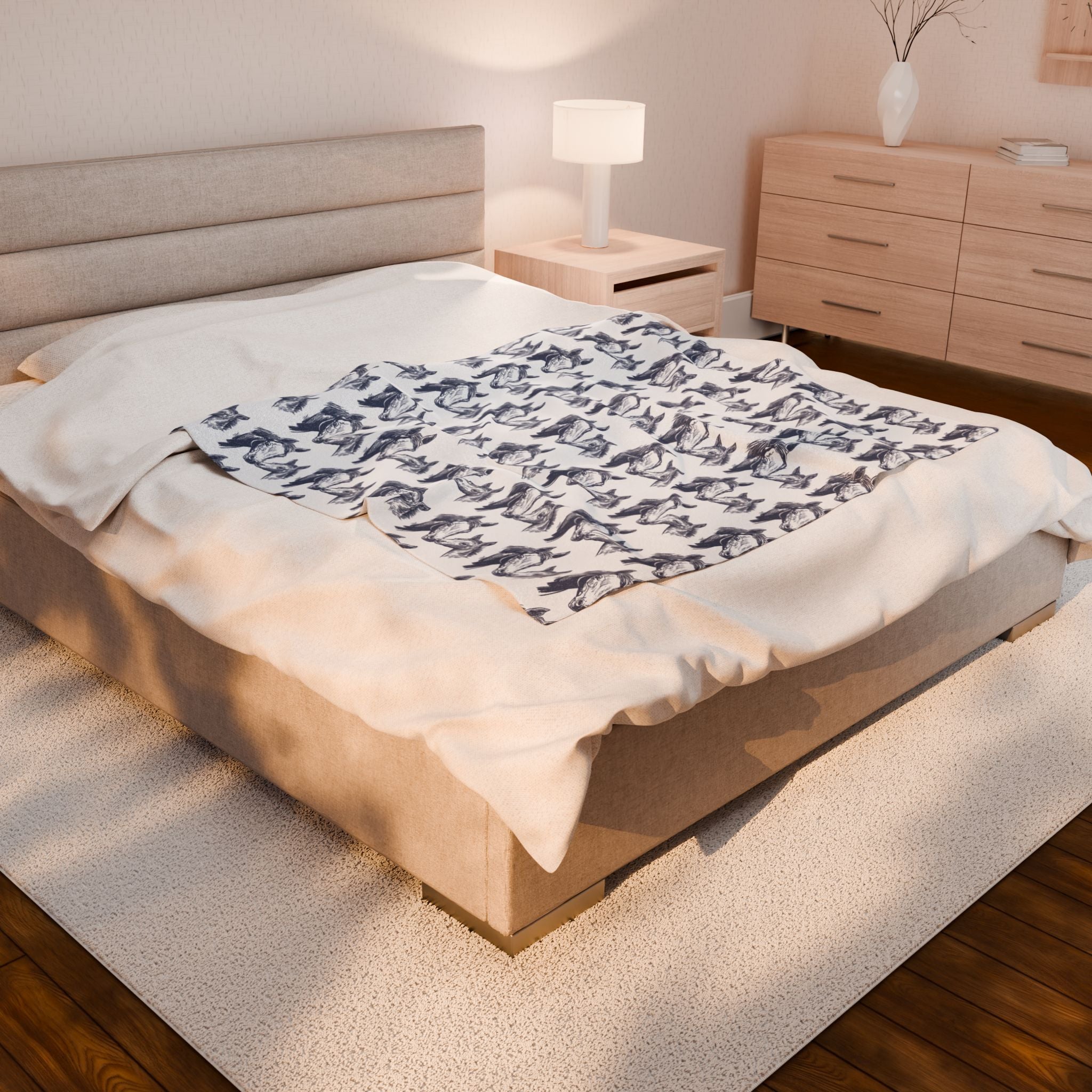Velveteen Plush Blanket - Horse Lovers Gift, Cozy Throw for Equestrians, Warm