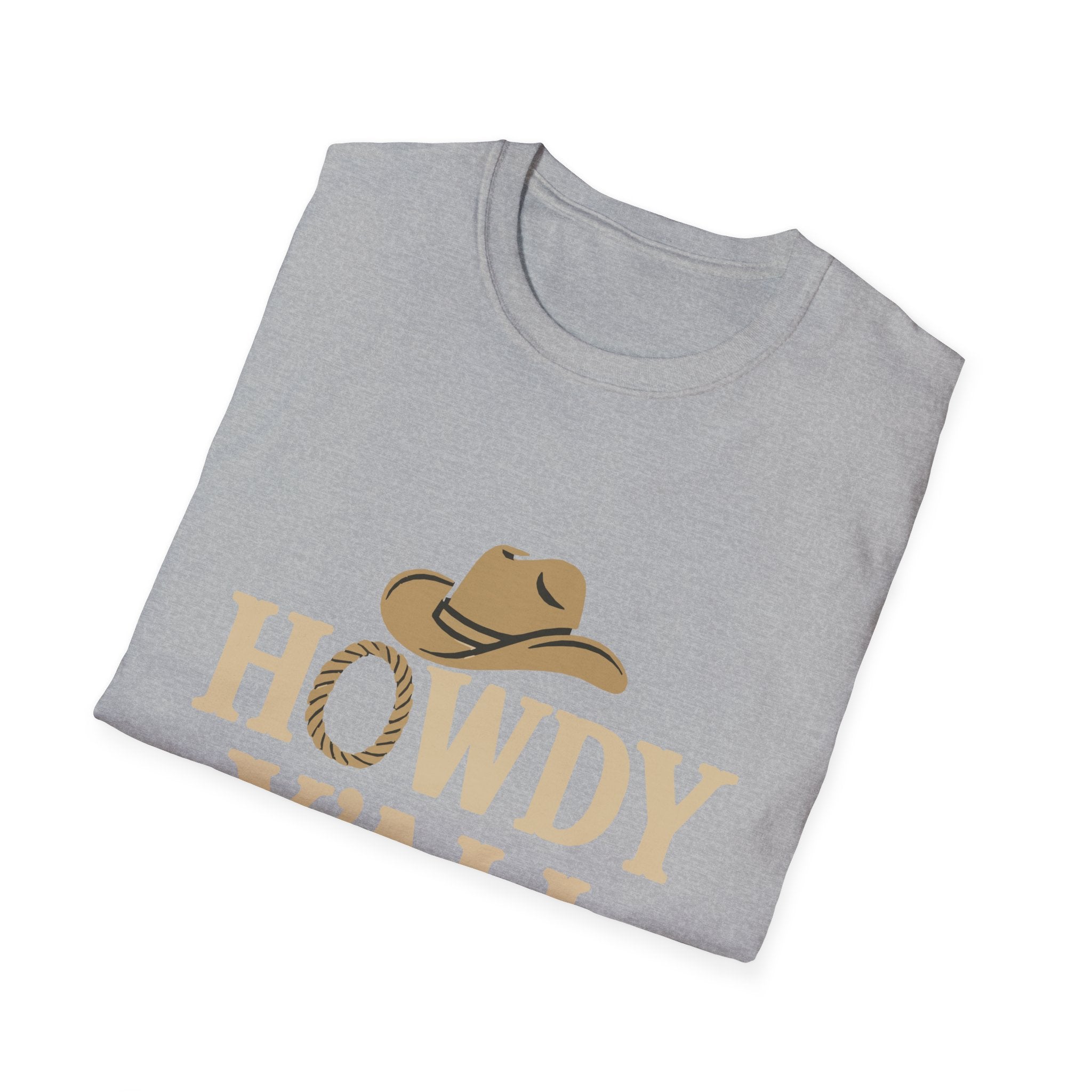 Howdy Y'all Western T-Shirt, Cowboy Tee, Country Music Shirt, Gift for Cowpoke, Unisex Softstyle Shirt