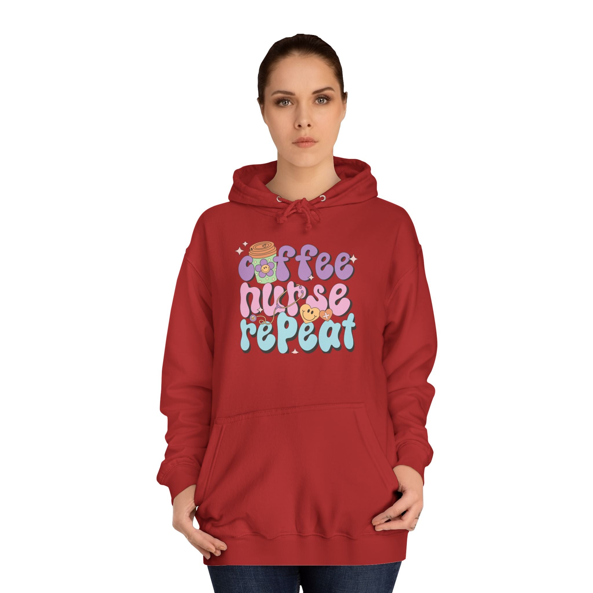 Coffee Nurse Repeat Hoodie - Cozy Gift for Nurses, College Wear, Everyday Comfort, Nursing School, Cute Casual Apparel