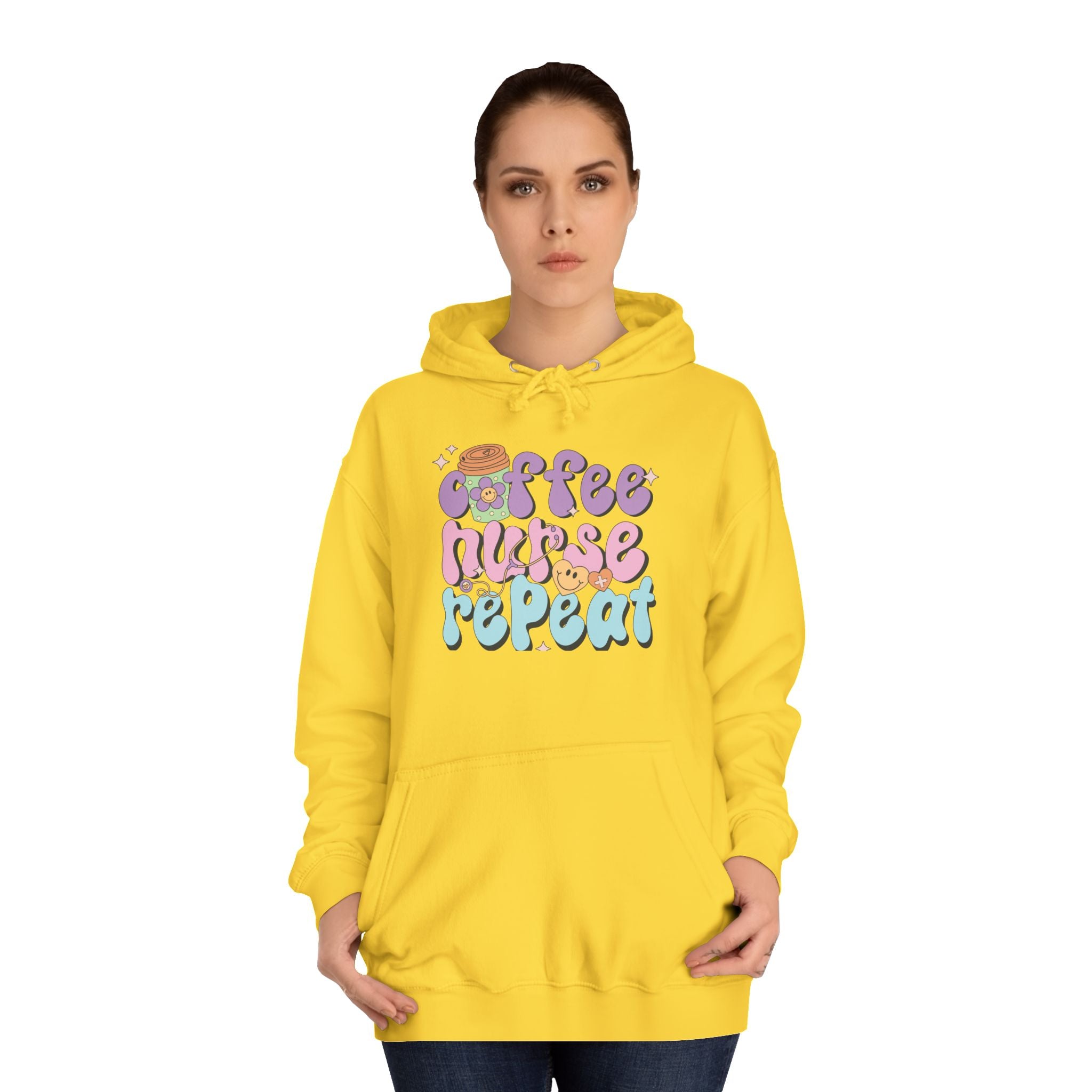 Coffee Nurse Repeat Hoodie - Cozy Gift for Nurses, College Wear, Everyday Comfort, Nursing School, Cute Casual Apparel