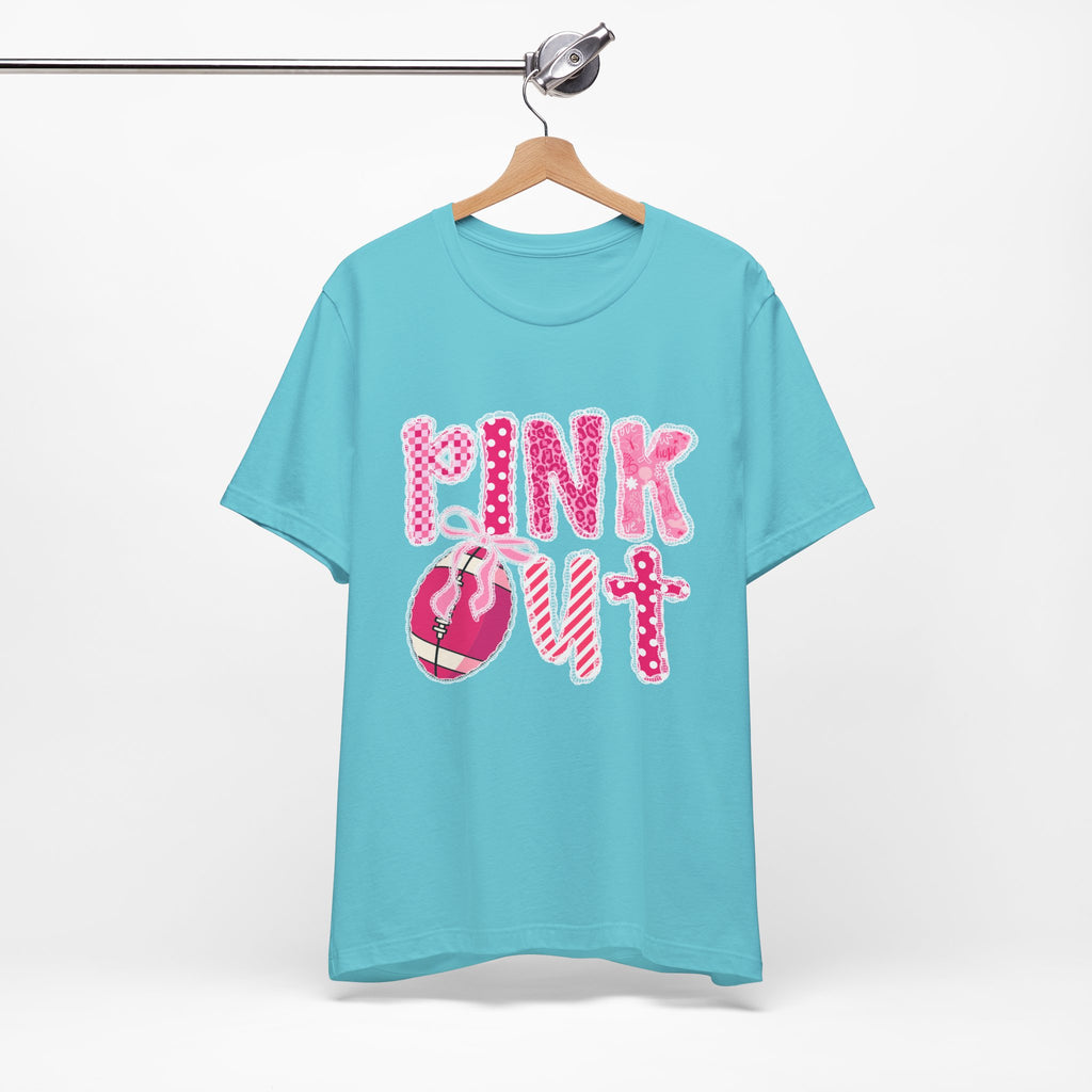 Cute Pink 'PINK OUT' Unisex Tee, Perfect for Breast Cancer Awareness, Casual Wear, Gift for Friends, Fundraising Events, or Team Spirit