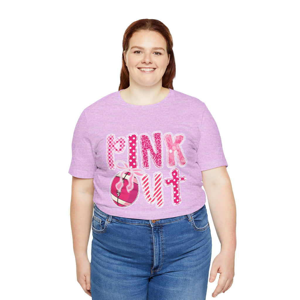 Cute Pink 'PINK OUT' Unisex Tee, Perfect for Breast Cancer Awareness, Casual Wear, Gift for Friends, Fundraising Events, or Team Spirit