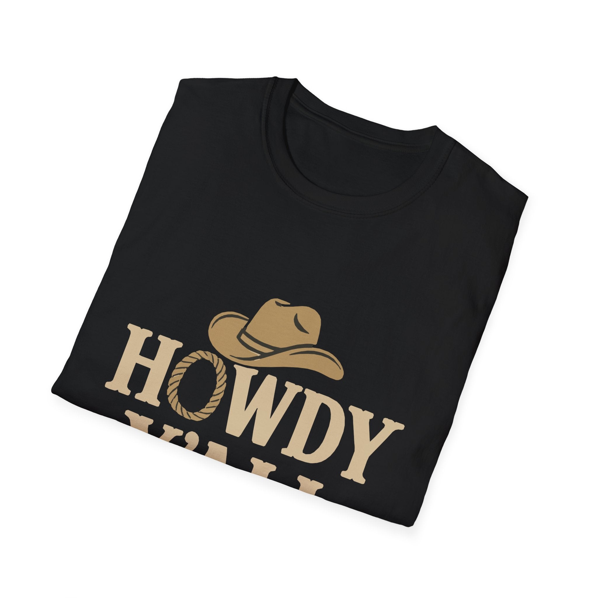 Howdy Y'all Western T-Shirt, Cowboy Tee, Country Music Shirt, Gift for Cowpoke, Unisex Softstyle Shirt