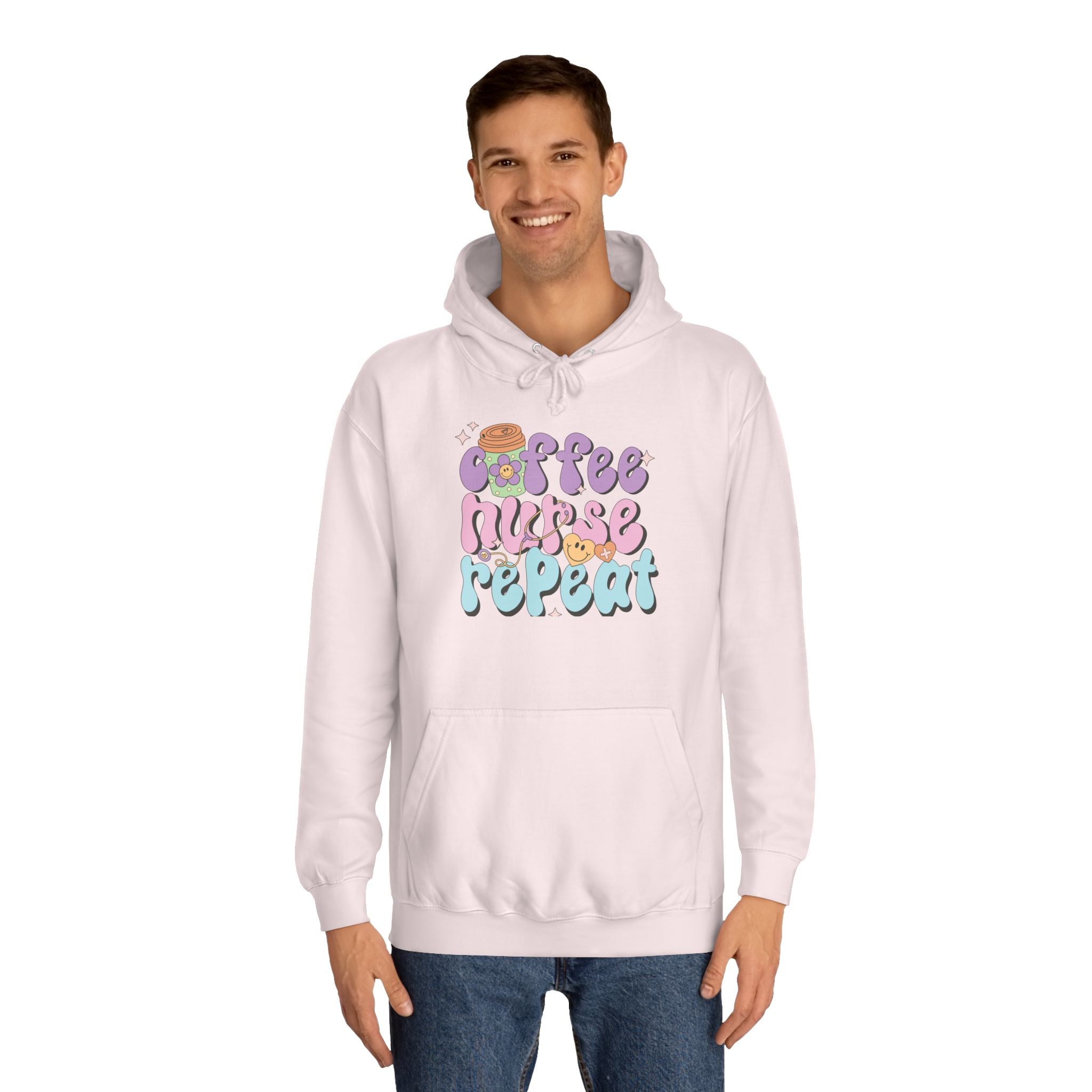 Coffee Nurse Repeat Hoodie - Cozy Gift for Nurses, College Wear, Everyday Comfort, Nursing School, Cute Casual Apparel