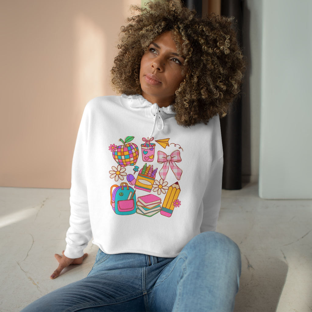 Colorful Back to School Crop Hoodie - Cute and Vibrant Pullover for Students, Fun School Fashion, Teen Girls Sweatshirt, Stylish Sweater,