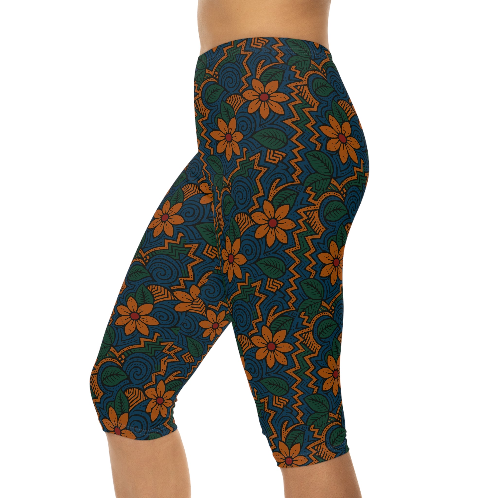Vibrant Tribal  Capri Leggings