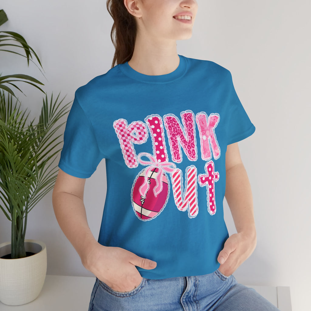 Cute Pink 'PINK OUT' Unisex Tee, Perfect for Breast Cancer Awareness, Casual Wear, Gift for Friends, Fundraising Events, or Team Spirit