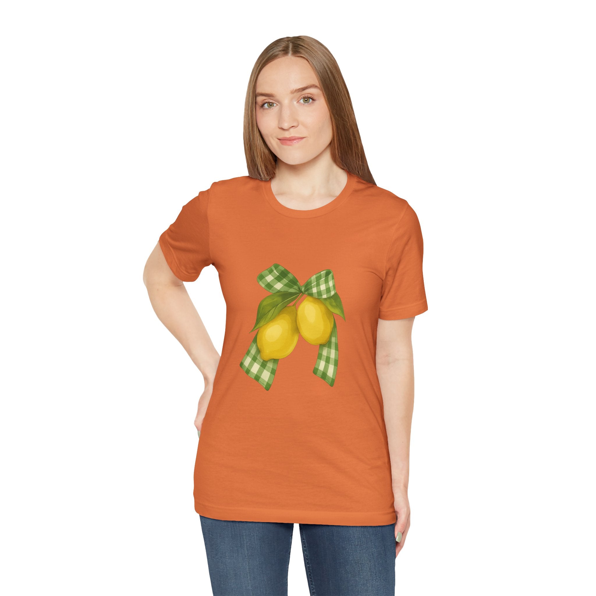 Lemon Bow Tee, Unisex Short Sleeve Shirt, Cute Summer Shirt, Gift for Her, Vintage Style Tee, Lemonade Stand Inspiration