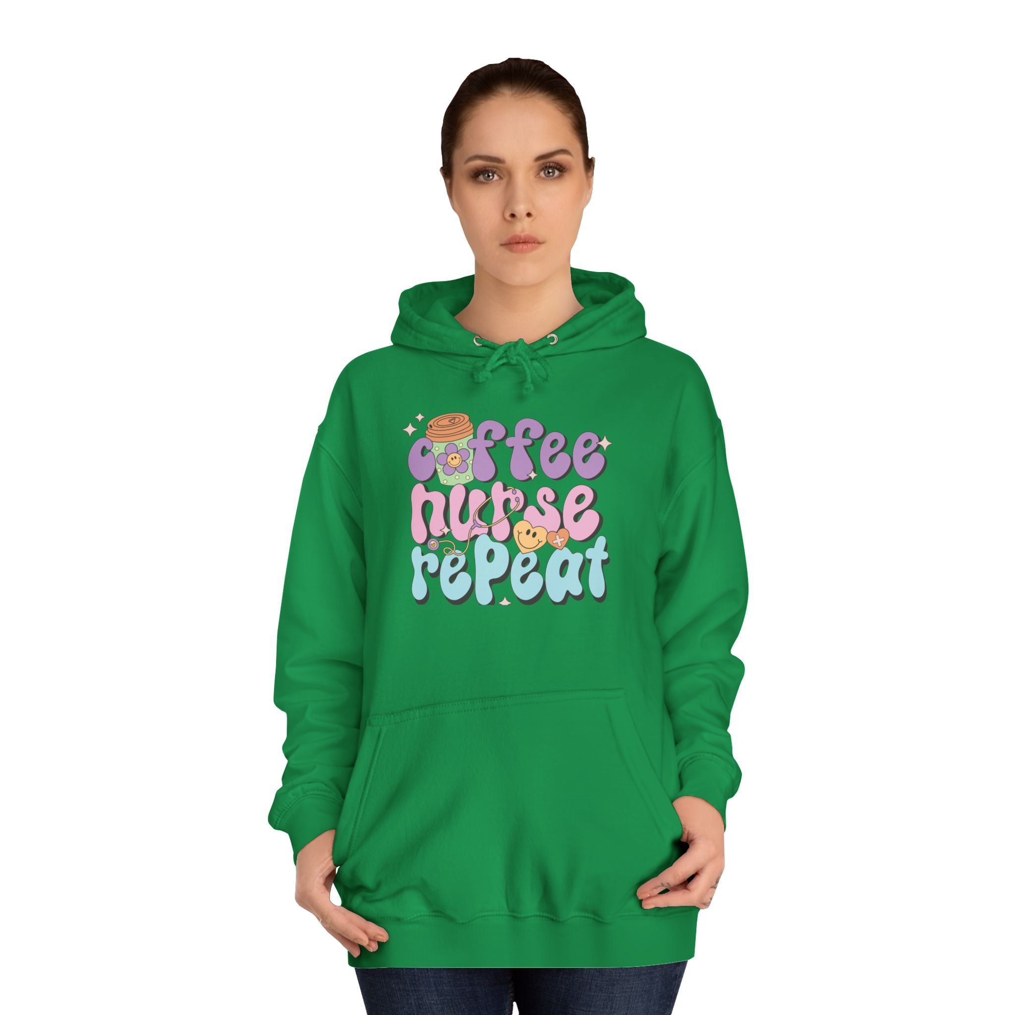 Coffee Nurse Repeat Hoodie - Cozy Gift for Nurses, College Wear, Everyday Comfort, Nursing School, Cute Casual Apparel