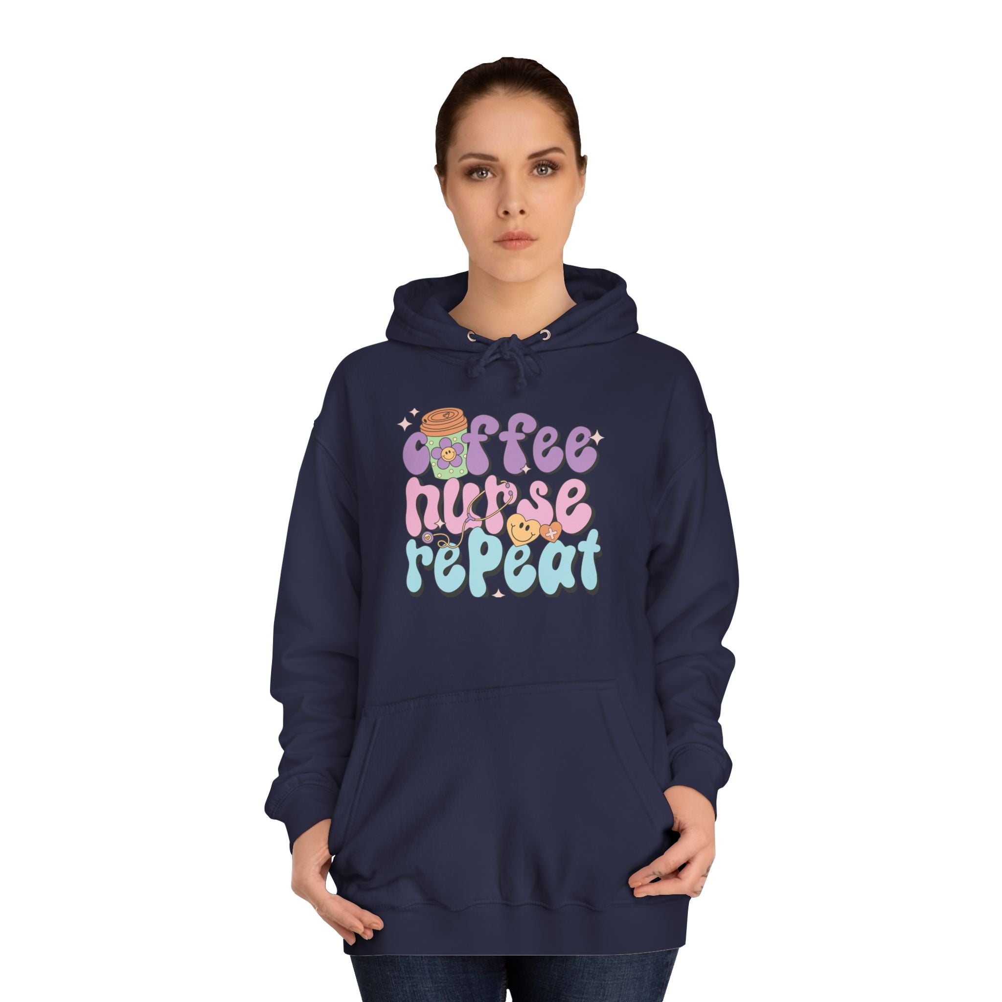 Coffee Nurse Repeat Hoodie - Cozy Gift for Nurses, College Wear, Everyday Comfort, Nursing School, Cute Casual Apparel