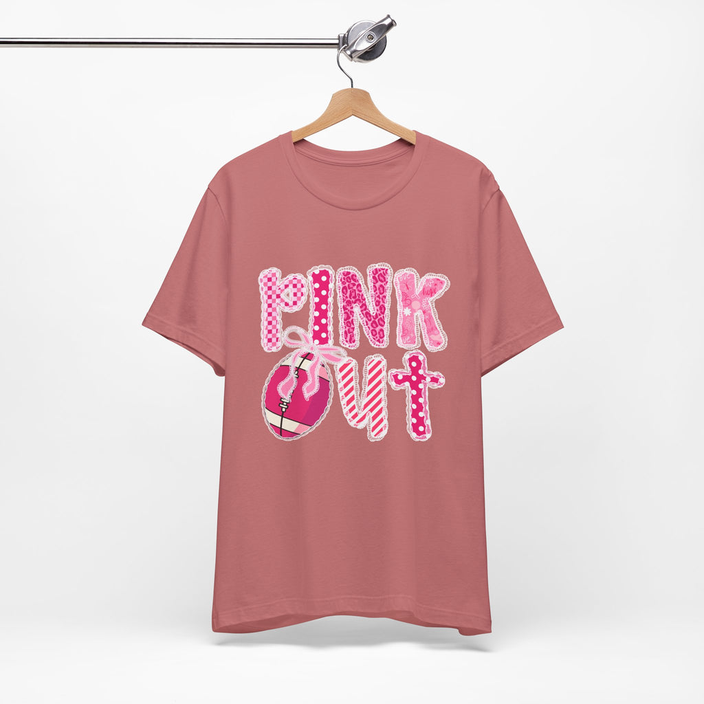 Cute Pink 'PINK OUT' Unisex Tee, Perfect for Breast Cancer Awareness, Casual Wear, Gift for Friends, Fundraising Events, or Team Spirit