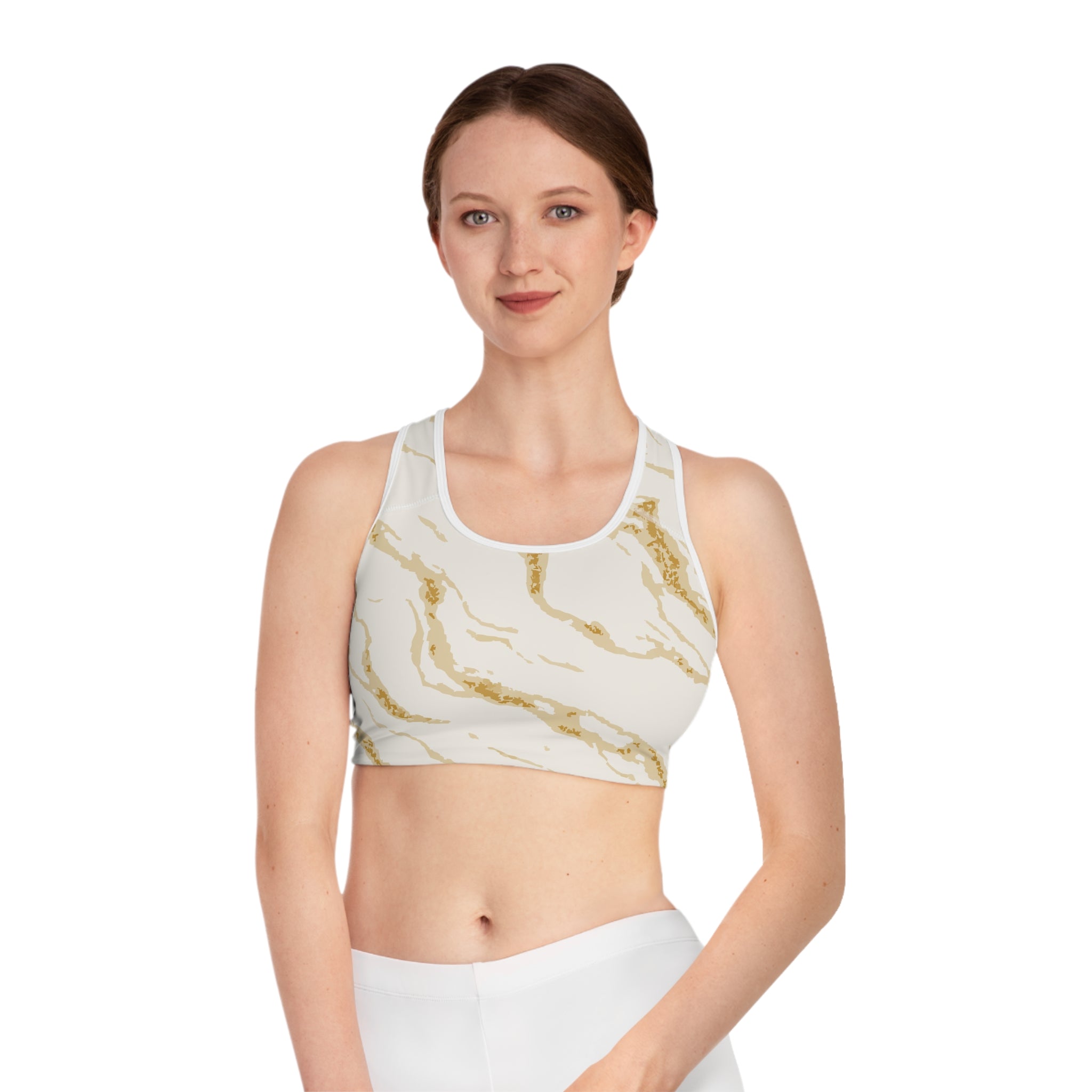 Elegant Marble Sports Bra, Stylish Workout Top, Fitness Apparel, Unique Activewear, Gift for Athletes, Trendy Gym Wear