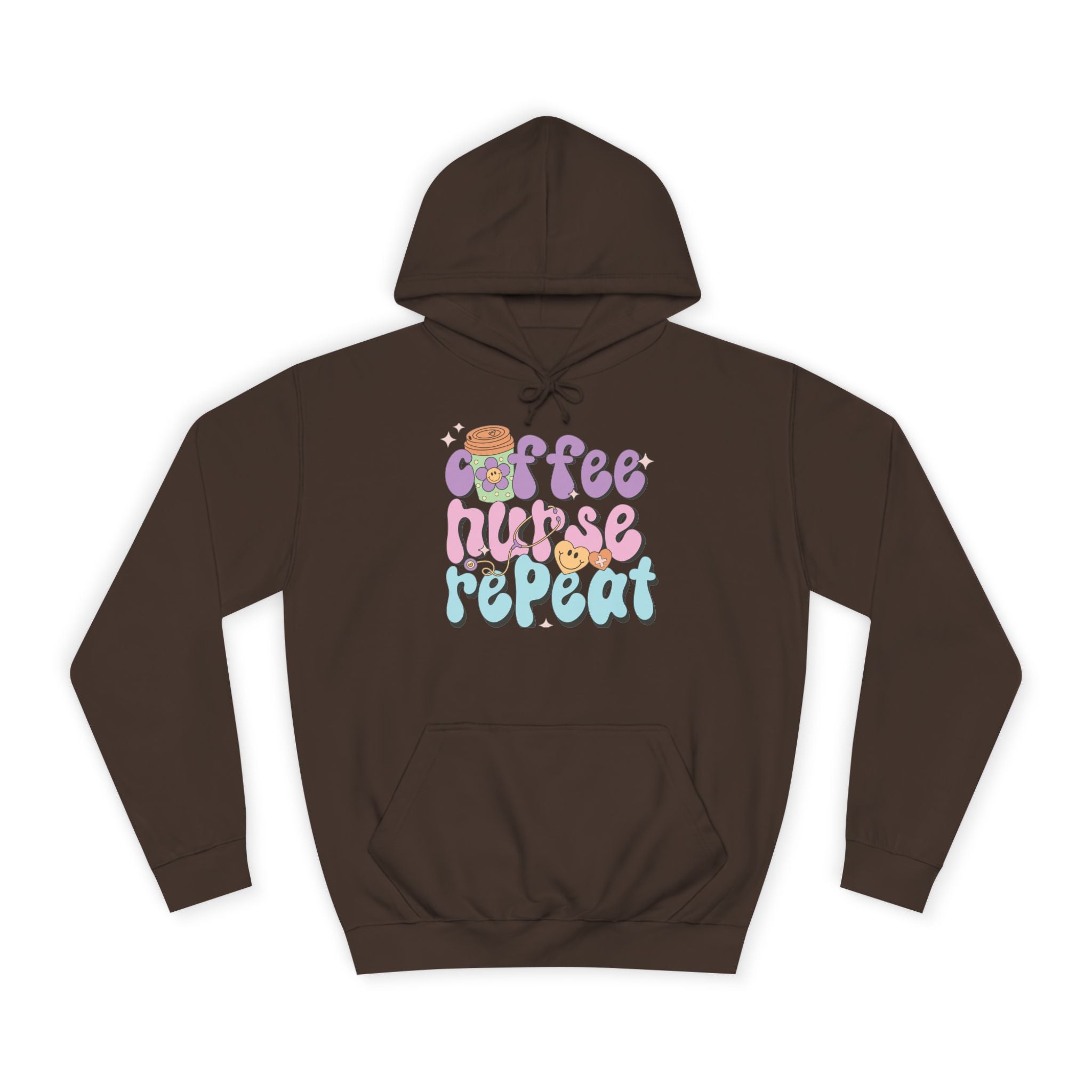 Coffee Nurse Repeat Hoodie - Cozy Gift for Nurses, College Wear, Everyday Comfort, Nursing School, Cute Casual Apparel