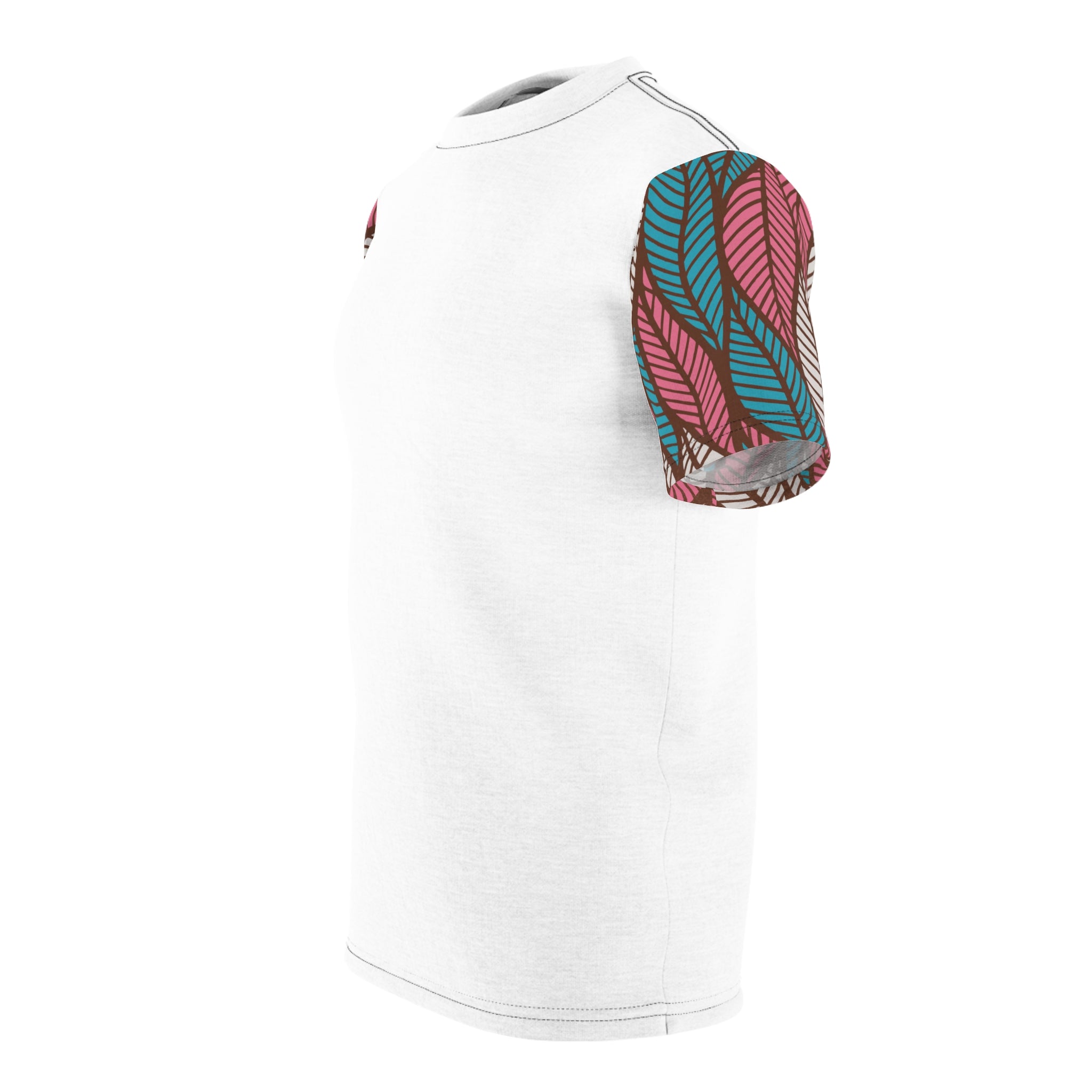 Ankara Leaf Print Tee, Unisex Cut & Sew Tee, Colorful Artwork Shirt, Casual Summer Top, Eco-Friendly Fashion, Gift for Nature Lovers