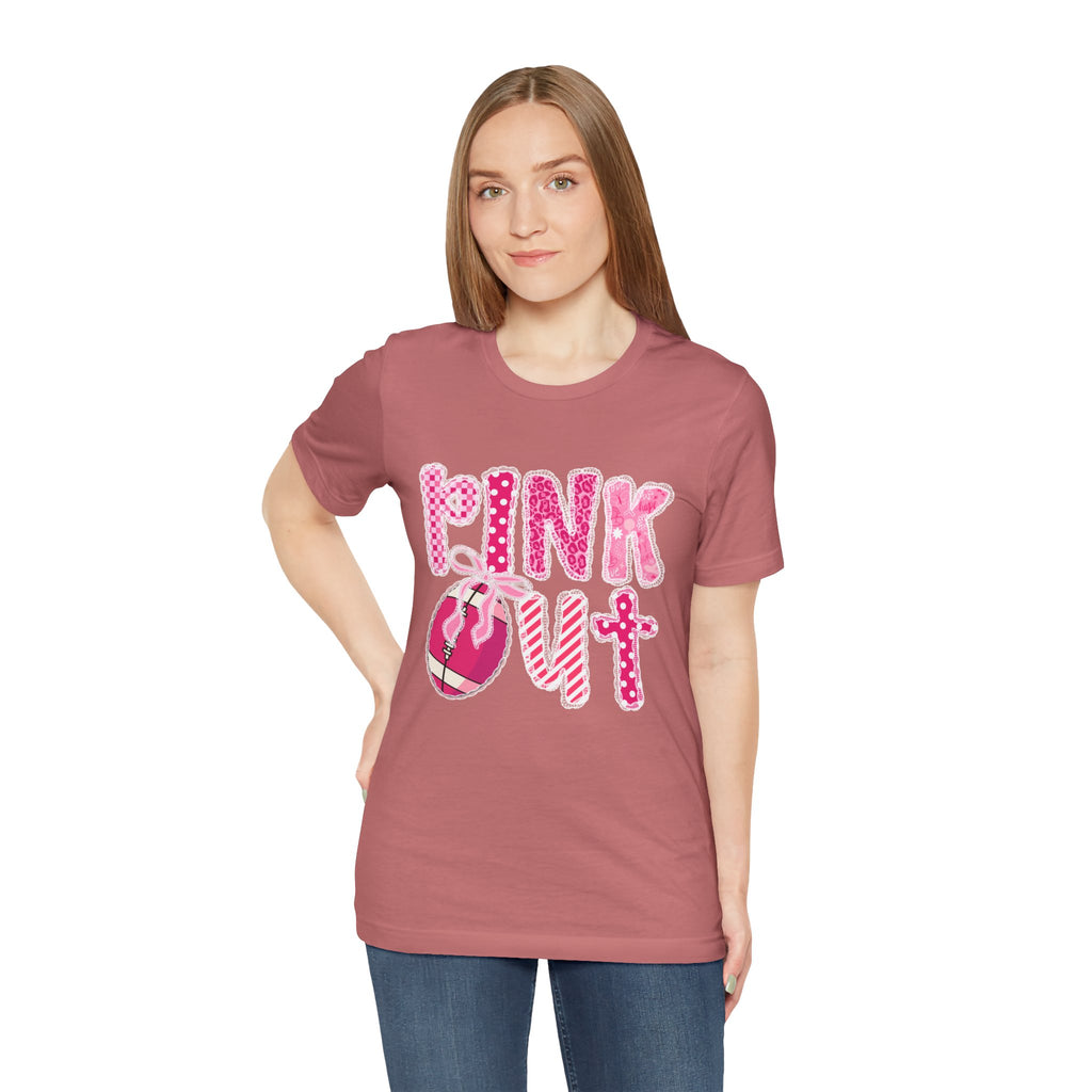 Cute Pink 'PINK OUT' Unisex Tee, Perfect for Breast Cancer Awareness, Casual Wear, Gift for Friends, Fundraising Events, or Team Spirit