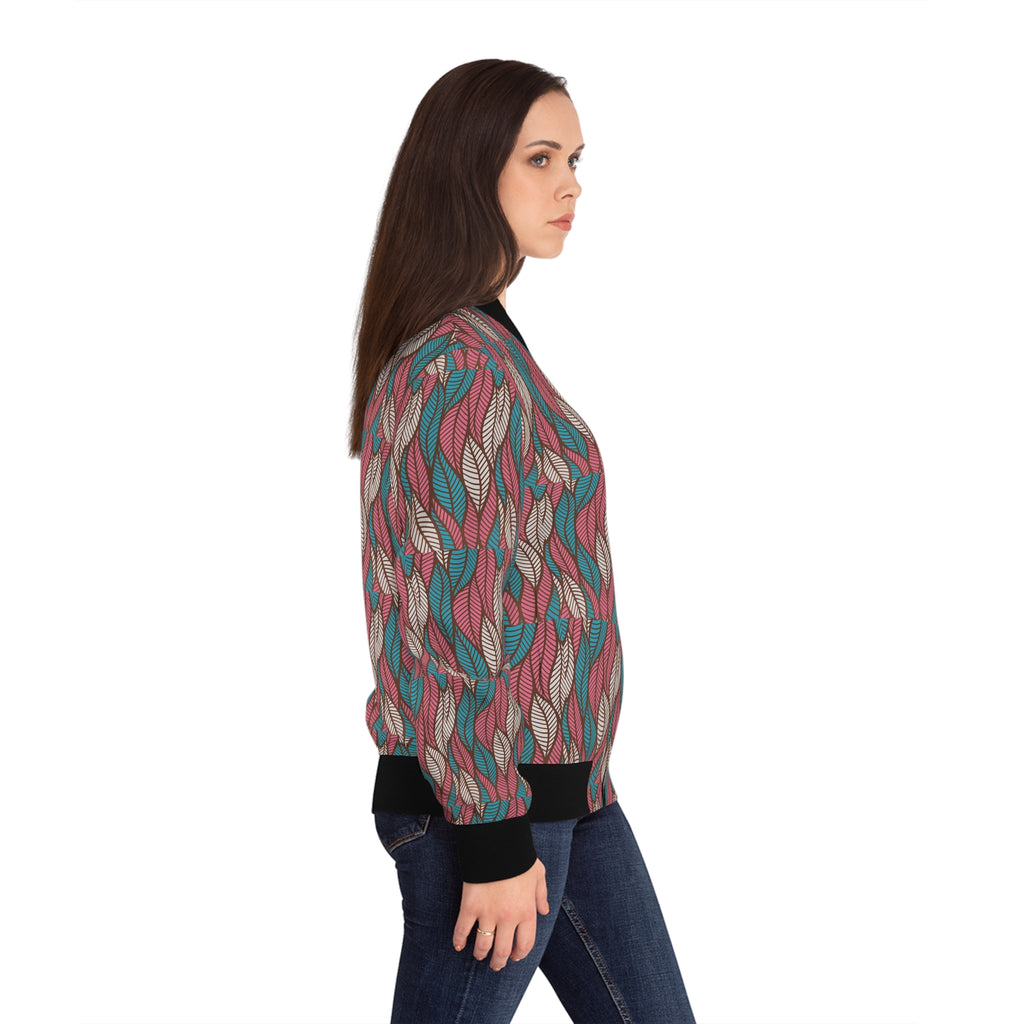 Ankara Women's Bomber Jacket, Leaf Patterned Jacket, Trendy Outerwear for Women, Fashionable Casual Wear, Stylish Spring Jacket, [...]
