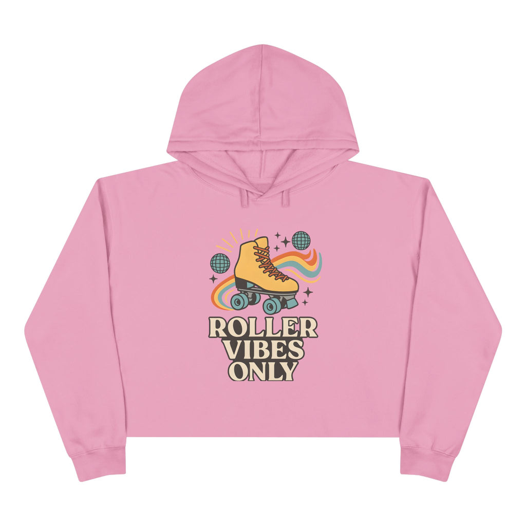Roller Vibes Crop Hoodie, Retro Skatewear, Gifts for Skaters, Cozy Casual Top, Roller Rink Fashion, 80s Vibe Apparel
