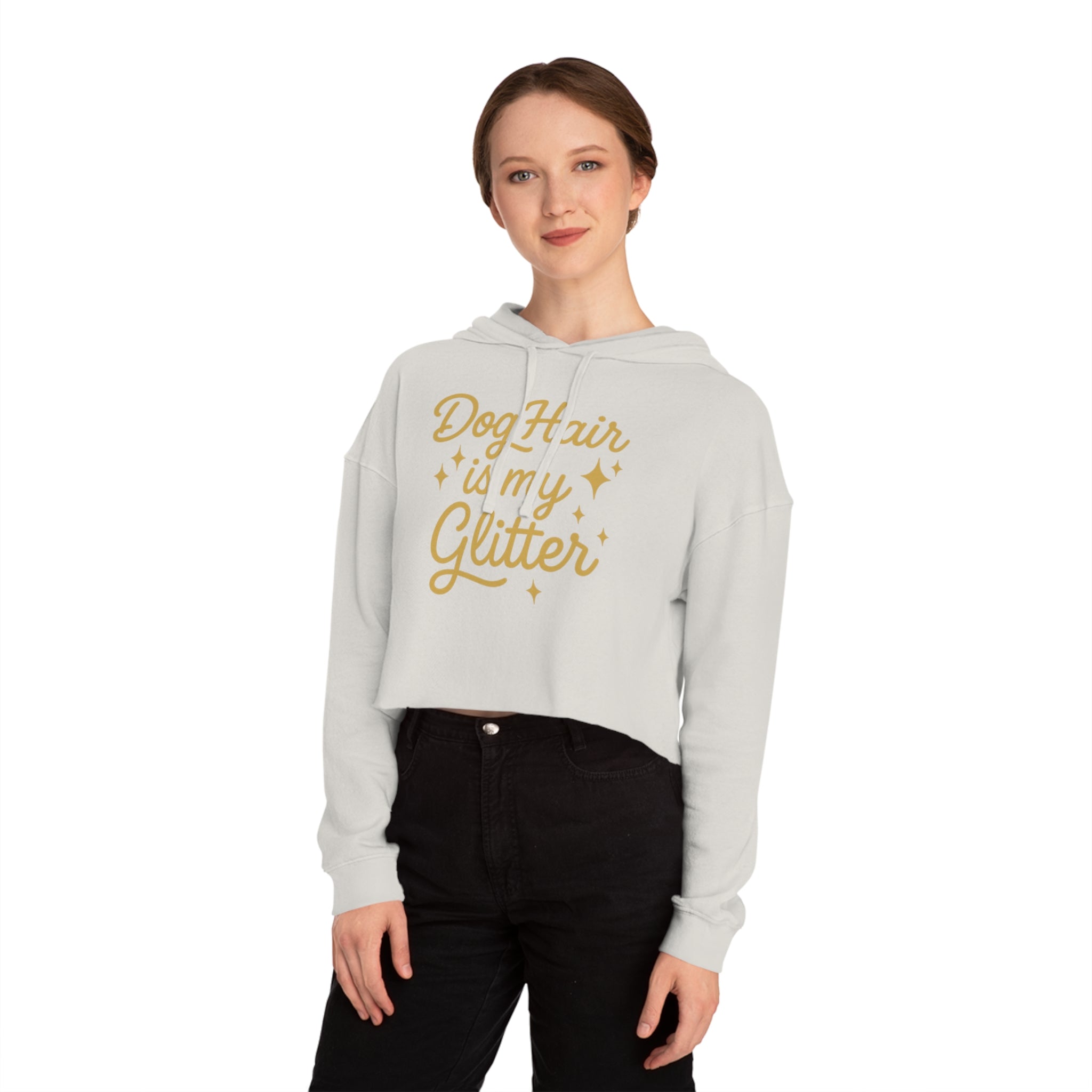 Dog Hair is My Glitter Cropped Hoodie, Cute Pet Owner Gift, Dog Mom Sweatshirt, Funny Animal Lover Apparel, Cozy Fashion Statement
