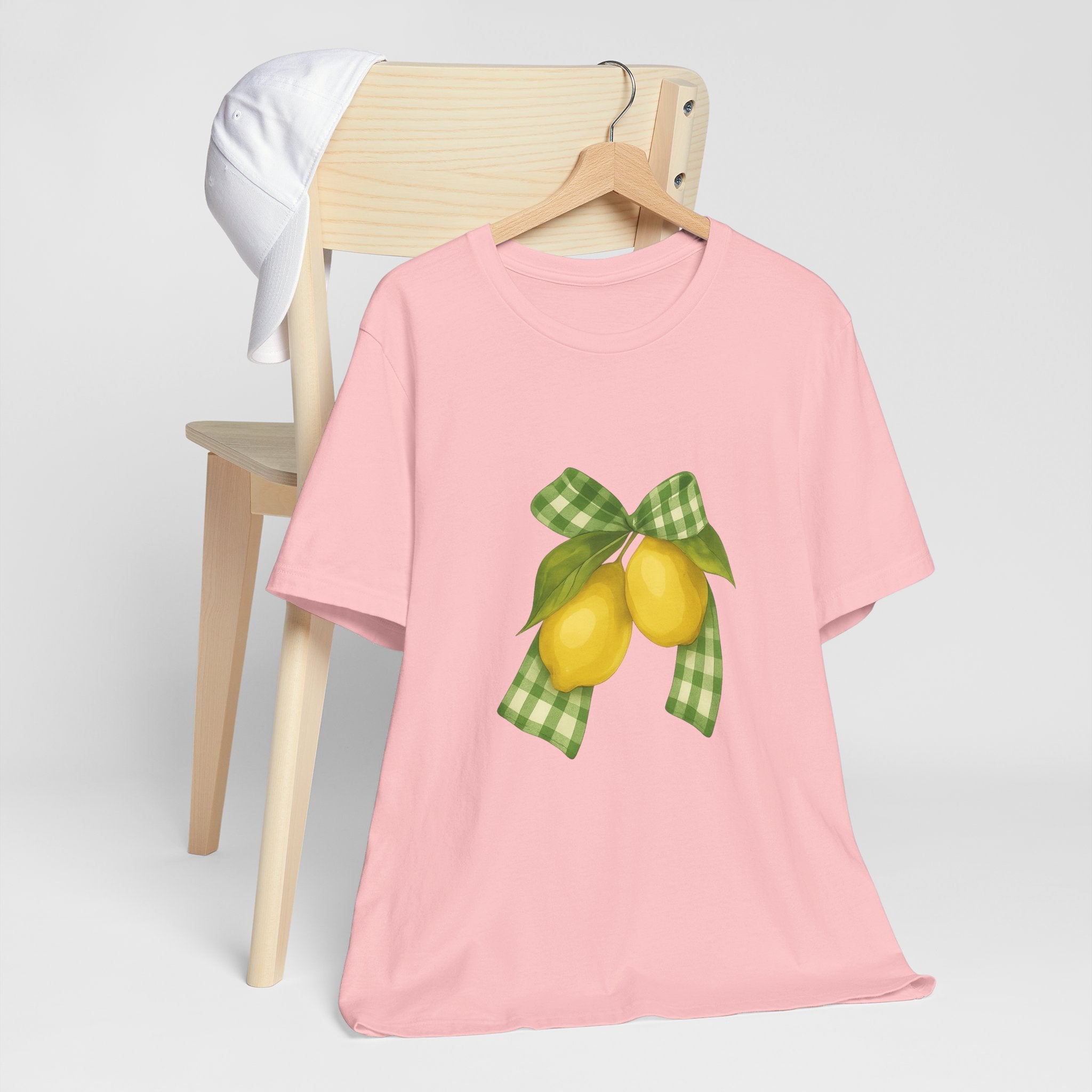 Lemon Bow Tee, Unisex Short Sleeve Shirt, Cute Summer Shirt, Gift for Her, Vintage Style Tee, Lemonade Stand Inspiration