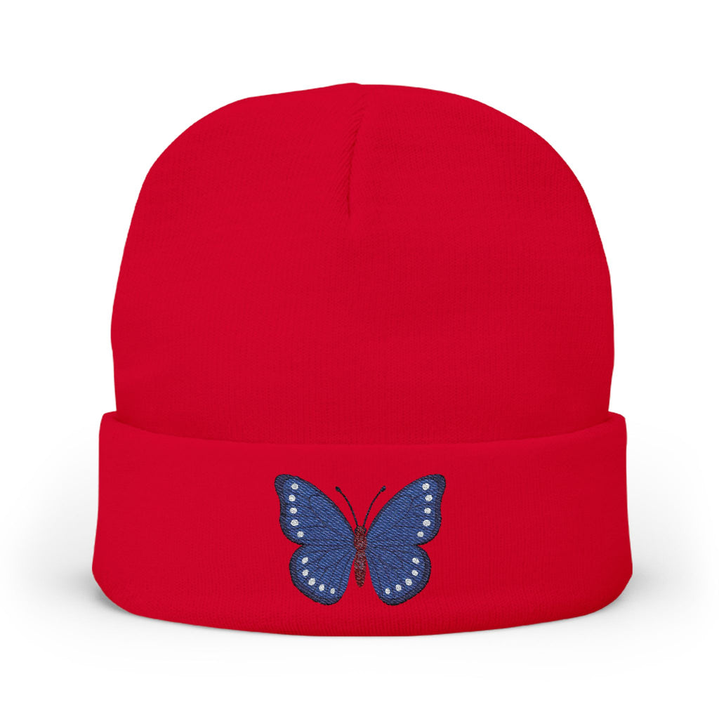 Butterfly Embroidered Knit Beanie, Cozy Winter Hat, Gift for Her, Outdoor Accessories, Fashion Beanie, Unique Headwear