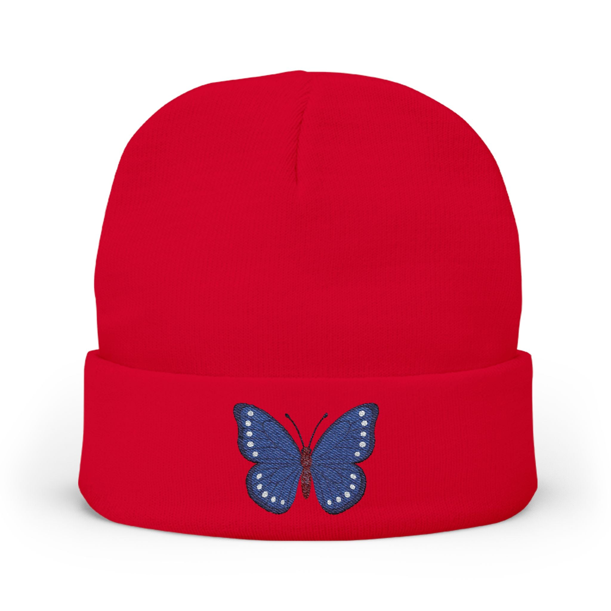 Butterfly Embroidered Knit Beanie, Cozy Winter Hat, Gift for Her, Outdoor Accessories, Fashion Beanie, Unique Headwear