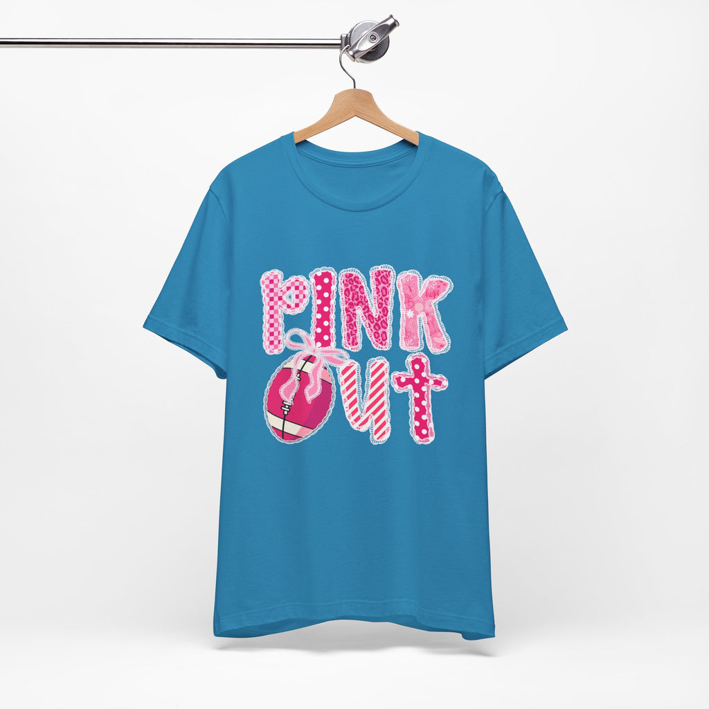 Cute Pink 'PINK OUT' Unisex Tee, Perfect for Breast Cancer Awareness, Casual Wear, Gift for Friends, Fundraising Events, or Team Spirit