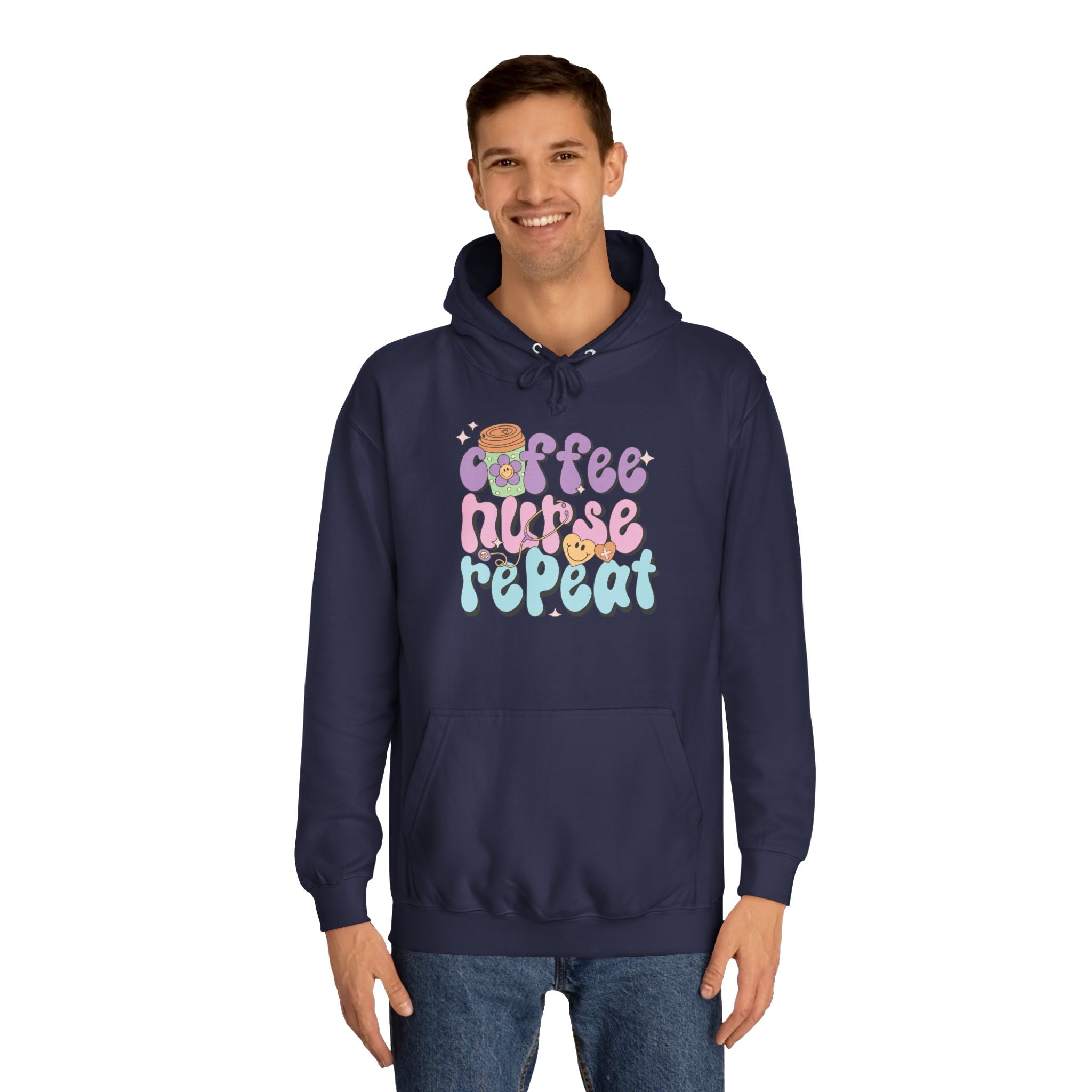 Coffee Nurse Repeat Hoodie - Cozy Gift for Nurses, College Wear, Everyday Comfort, Nursing School, Cute Casual Apparel