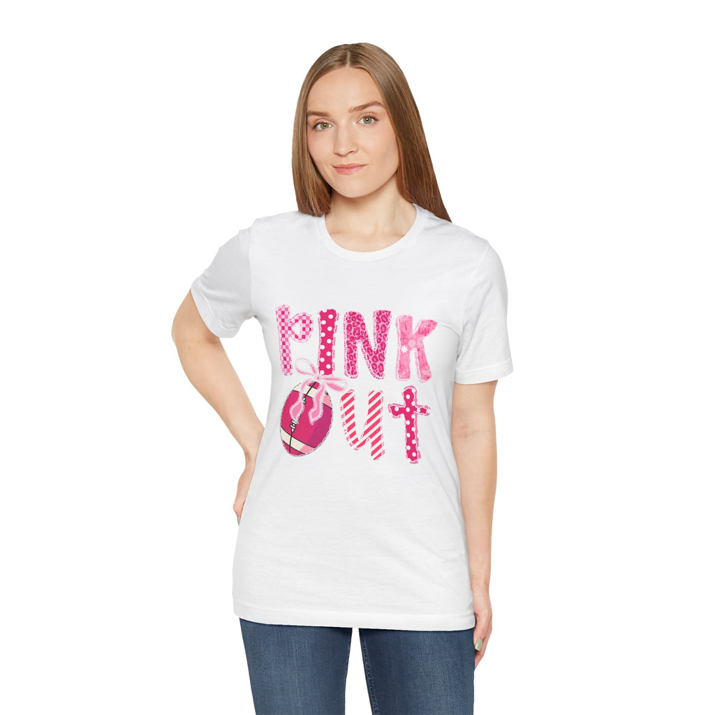 Cute Pink 'PINK OUT' Unisex Tee, Perfect for Breast Cancer Awareness, Casual Wear, Gift for Friends, Fundraising Events, or Team Spirit