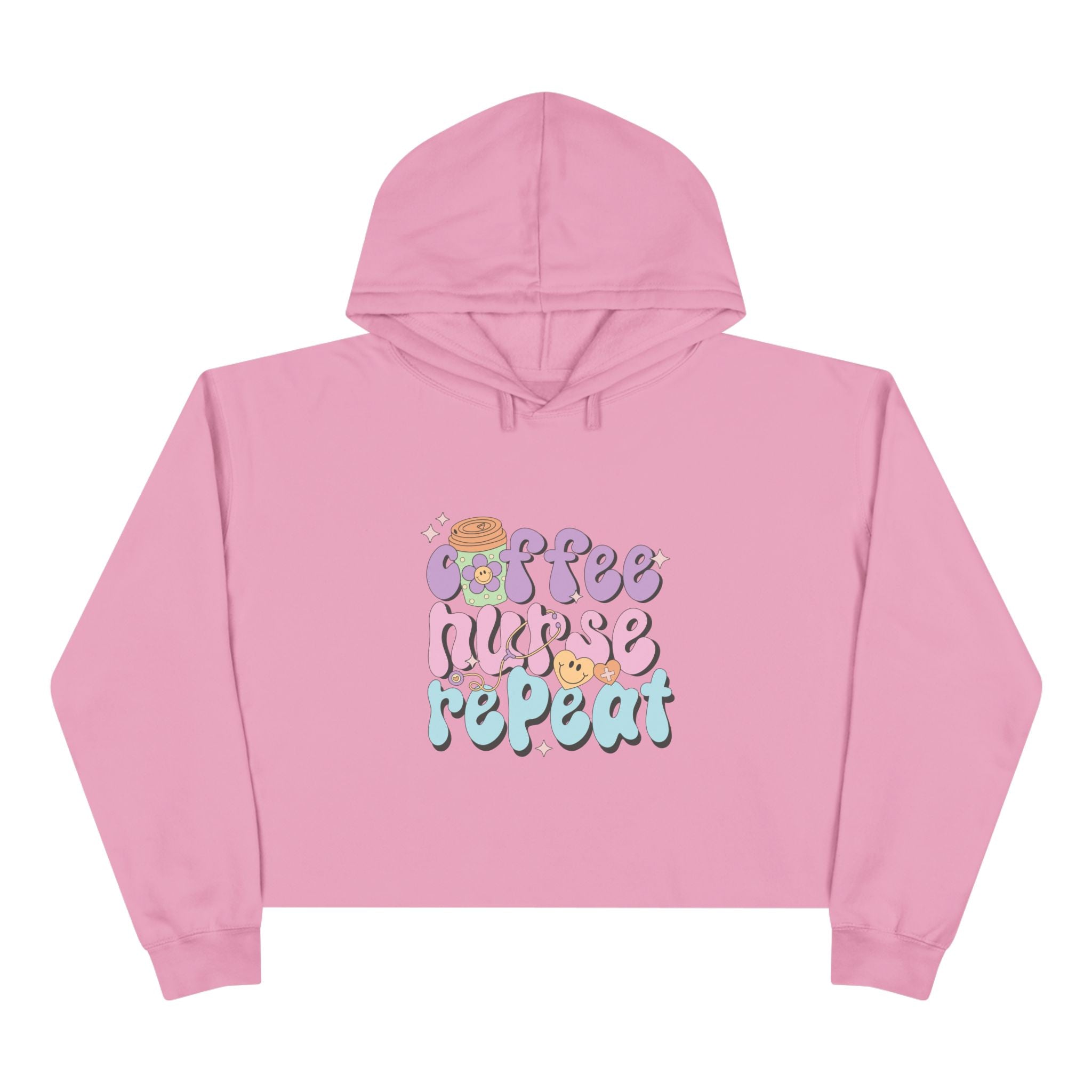 Coffee Nurse Repeat Crop Hoodie - Cozy Gift for Nurses, Trendy Sweatshirt, Cute Coffee Lover Apparel, Fun Casual Wear, Unique Nursing [...]