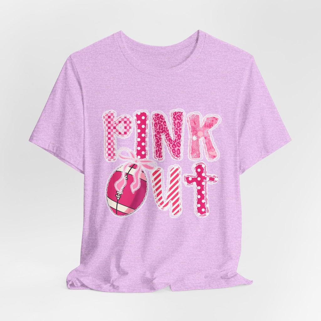 Cute Pink 'PINK OUT' Unisex Tee, Perfect for Breast Cancer Awareness, Casual Wear, Gift for Friends, Fundraising Events, or Team Spirit
