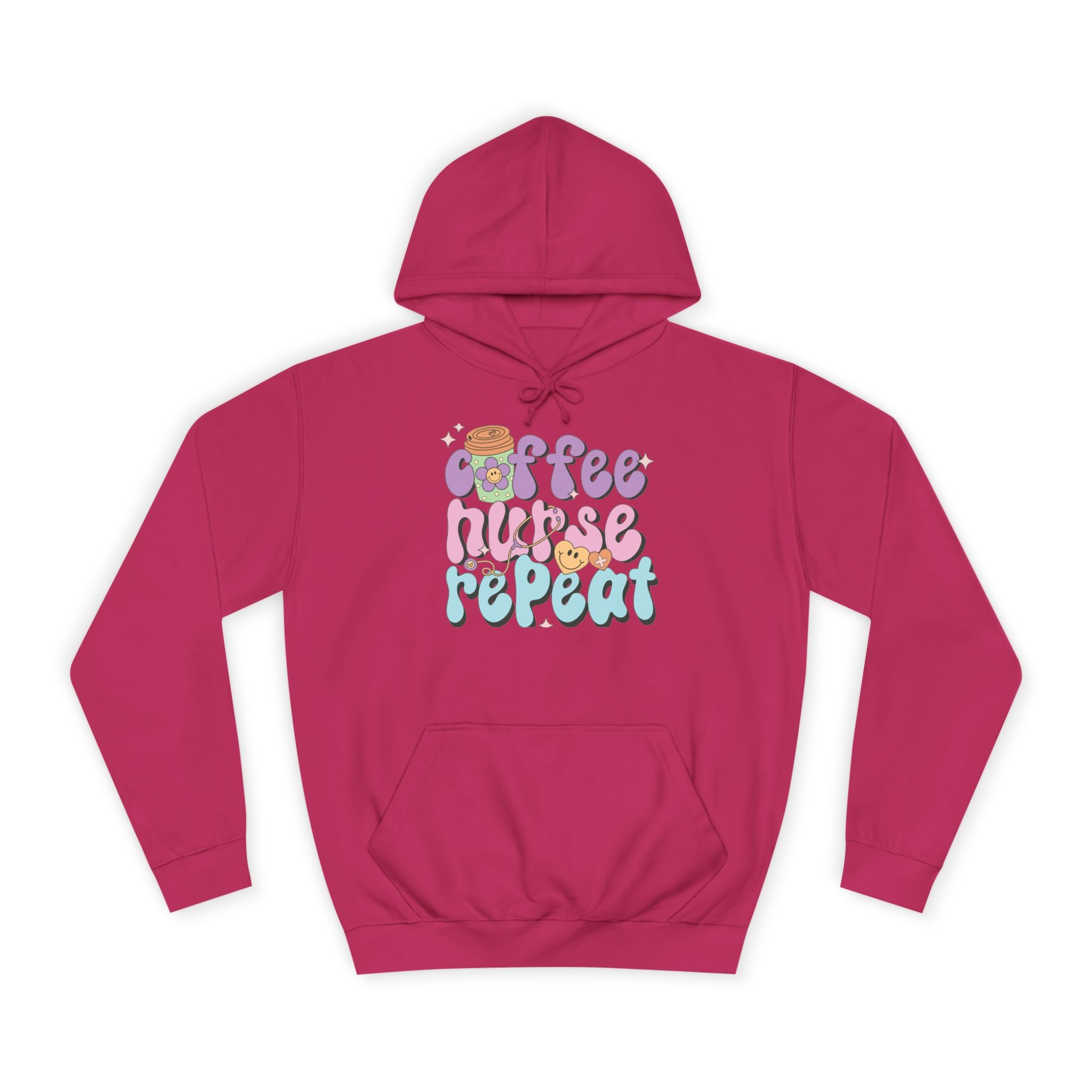 Coffee Nurse Repeat Hoodie - Cozy Gift for Nurses, College Wear, Everyday Comfort, Nursing School, Cute Casual Apparel