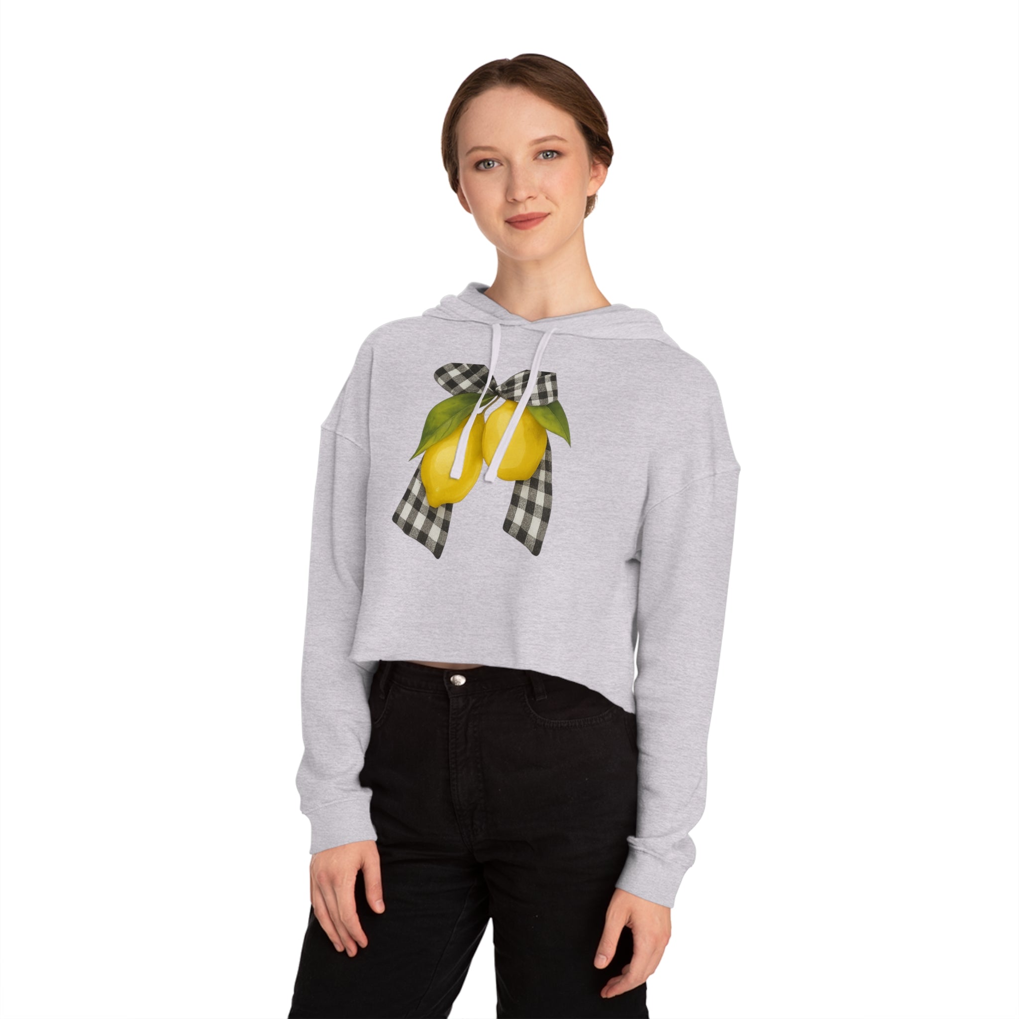 Lemon Blossom Cropped Hoodie, Summer Fashion, Gift for Her, Cute Casual Wear, Refreshing Style, Trendy Outfit, Spring Style